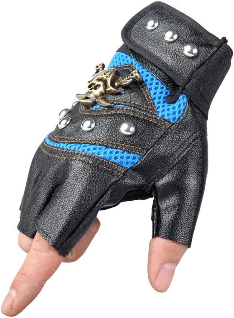 Coolwife Steampunk Gothic Gloves Mens Vintage Geuuine Leather Captain Fingerless Mittens - Image 5
