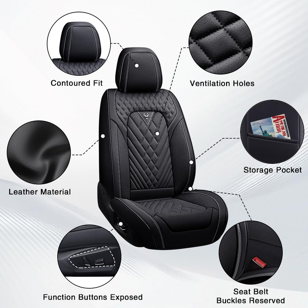 Fit for Toyota Corolla Seat Covers 2001-2026,Premium Leather, 360° Full Protection, Thick Padding & Memory Foam, Waterproof & Stain-Resistant Car Seat Cover Full Set (5 Seat,Black) - Image 7