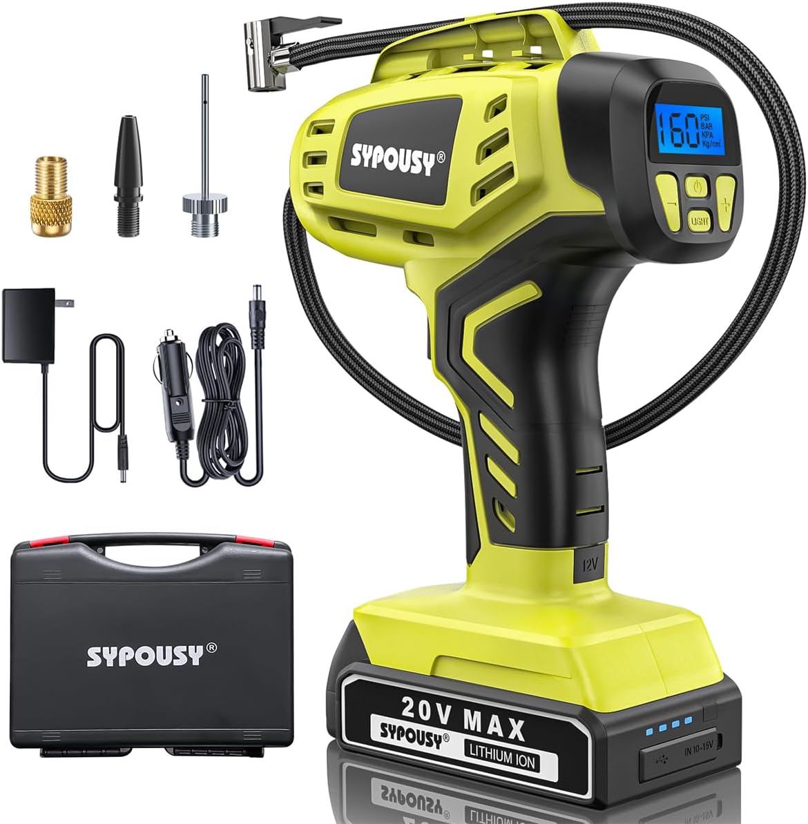 Tire Inflator Portable Air Compressor,Digital Cordless Tire Inflator,2X Faster Car Tire Pump with 20V Rechargeable Battery,Dual Power Supply Modes,Air Pump for Car Tires,E-Bike etc. - Image 2