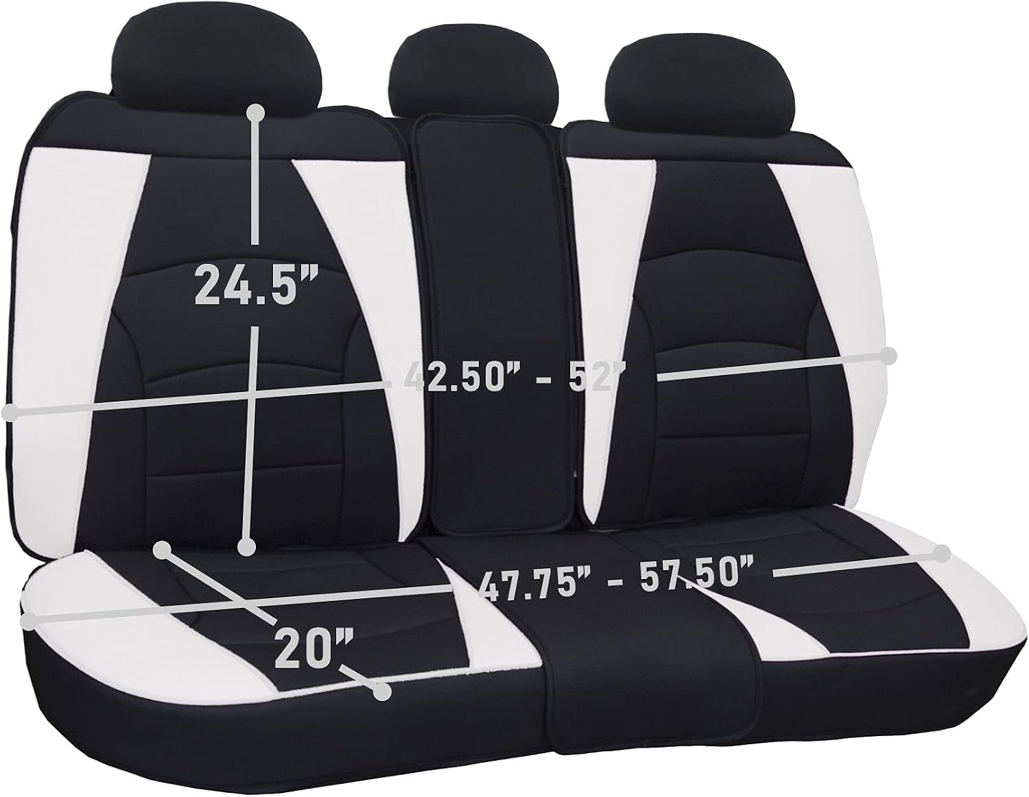 FH Group Ultra Comfort Highest Grade Faux Leather Full Set Cushion Pads Car Seat Covers for Front and Rear– Universal Fit for Cars Trucks & SUVs (White/Black) - Image 4