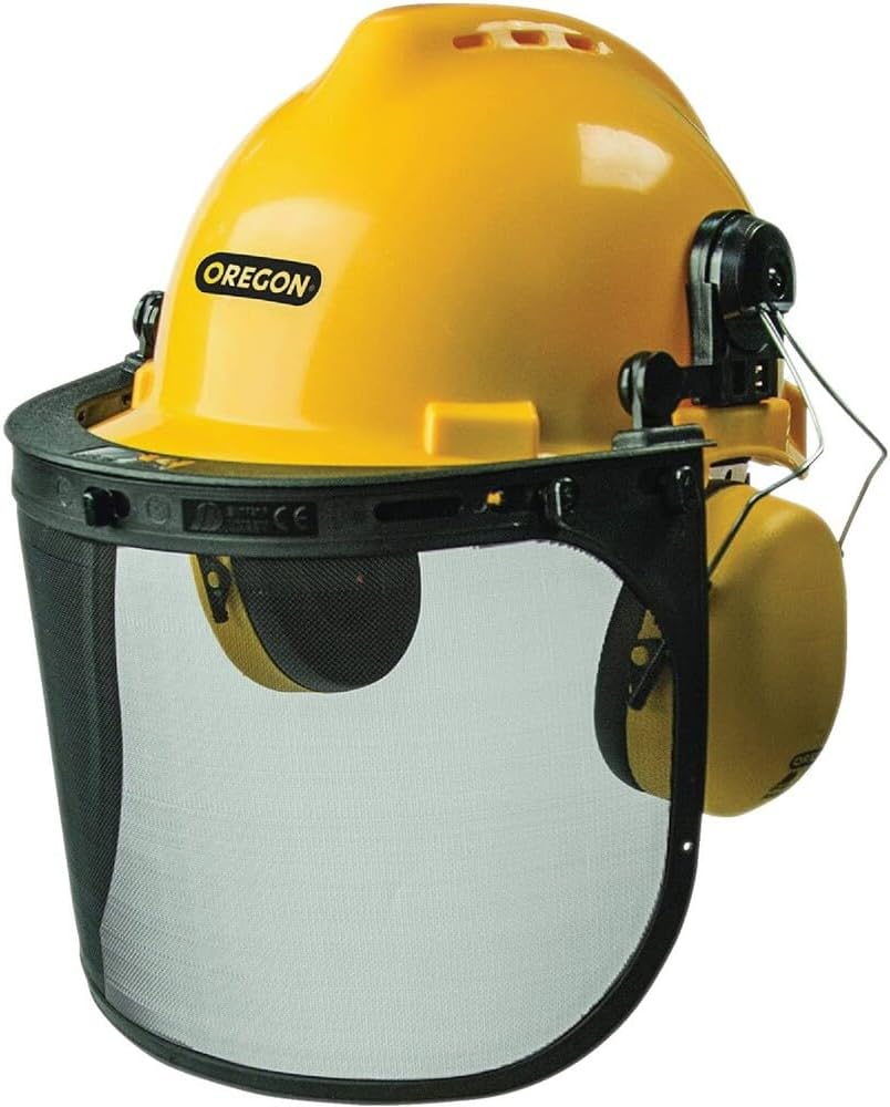 Oregon Chainsaw Safety Protective Helmet with Visor Combo Set, Yellow - Image 2