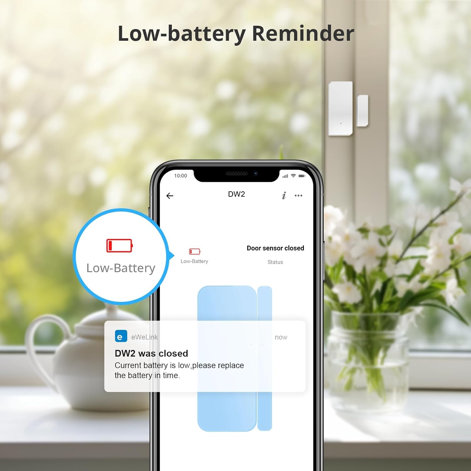 SONOFF DW2 Wi-Fi Wireless Door Window Sensor, APP Alert for Home Security & Automation, No Gateway Required, Compatible with IFTTT, for Sliding Door/Window/Hinged Door - Image 6