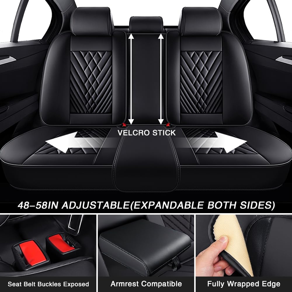 Fit for Toyota Corolla Seat Covers 2001-2026,Premium Leather, 360° Full Protection, Thick Padding & Memory Foam, Waterproof & Stain-Resistant Car Seat Cover Full Set (5 Seat,Black) - Image 8