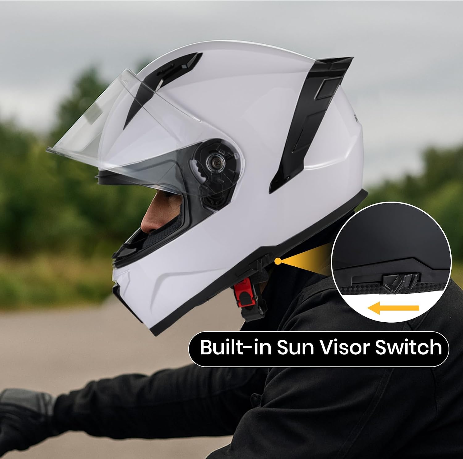 Favoto Full Face Helmet with Dual Visors, DOT Approved Motorcycle Helmet , Lightweight Street Dirt Bike ATV Off Road Motocross Helmet for Adults, Medium - Image 6
