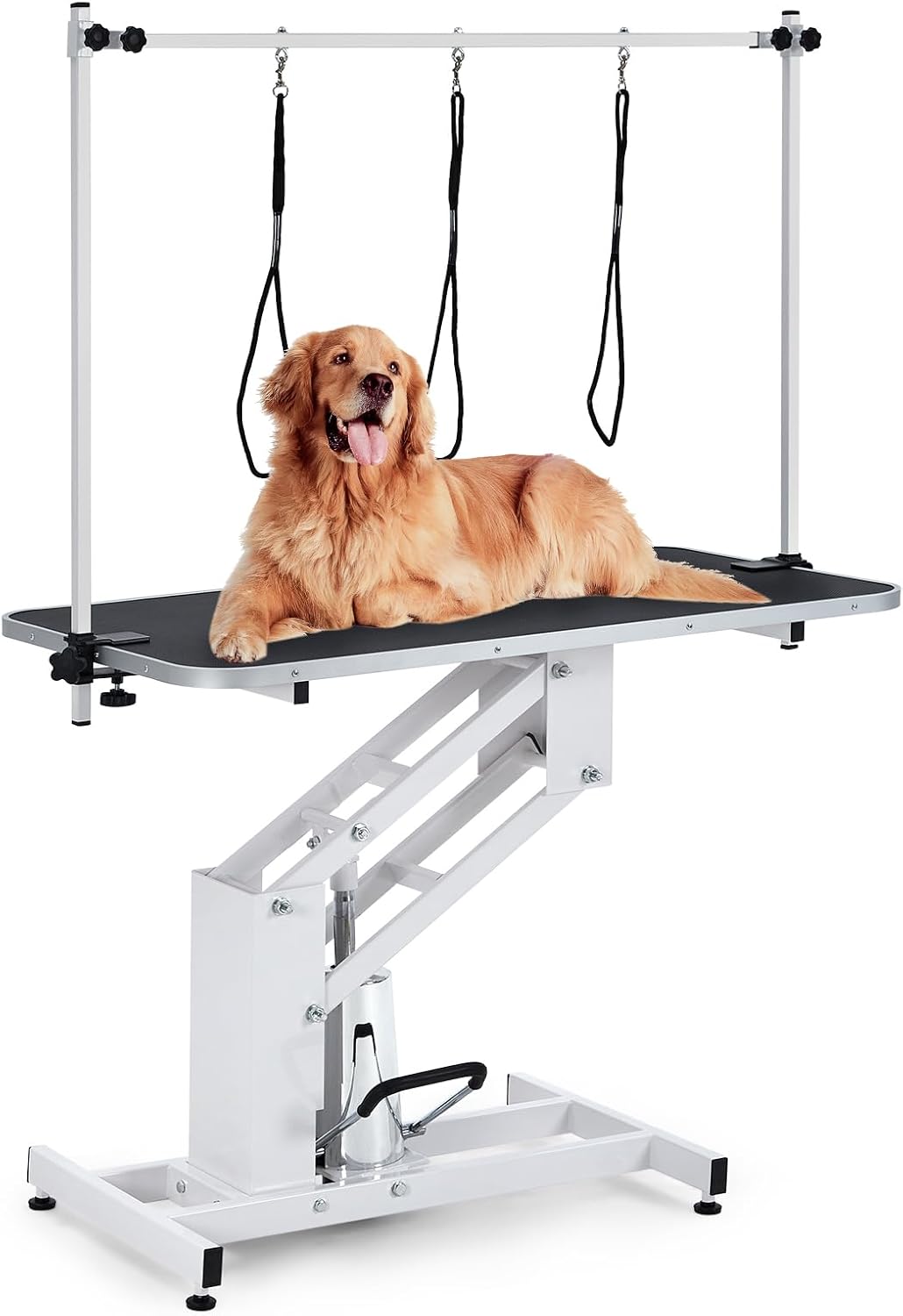 GarveeHome 43.6 in Pet Grooming Table for Large Dogs, Heavy Duty Height Adjustable Dog Grooming Table With Overhead Arm & Noose Height Range 22 in -39 in, Maximum Capacity Up to 350 LBS, White - Image 12