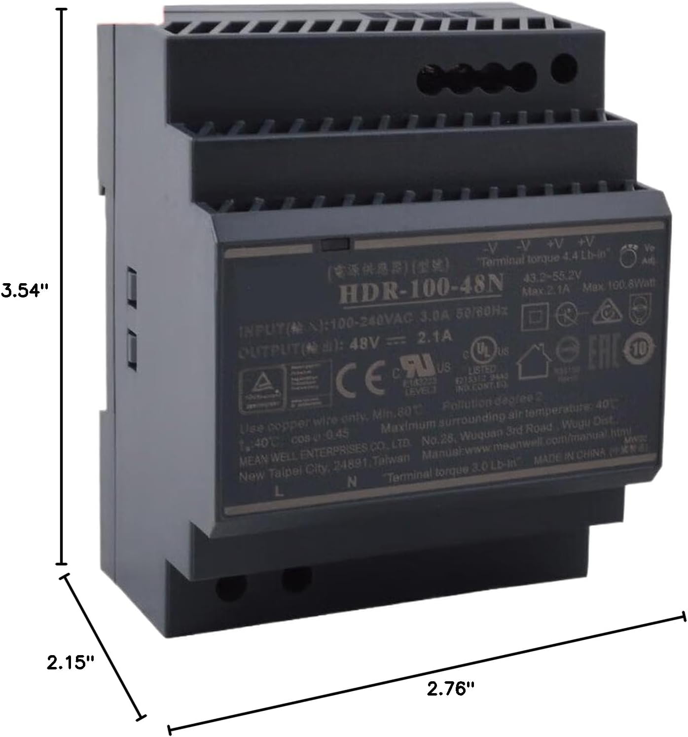 HDR-100-48N 48V 2.1A 100W Slim DIN Rail Power Supply for Home & Industrial Automation - Image 5