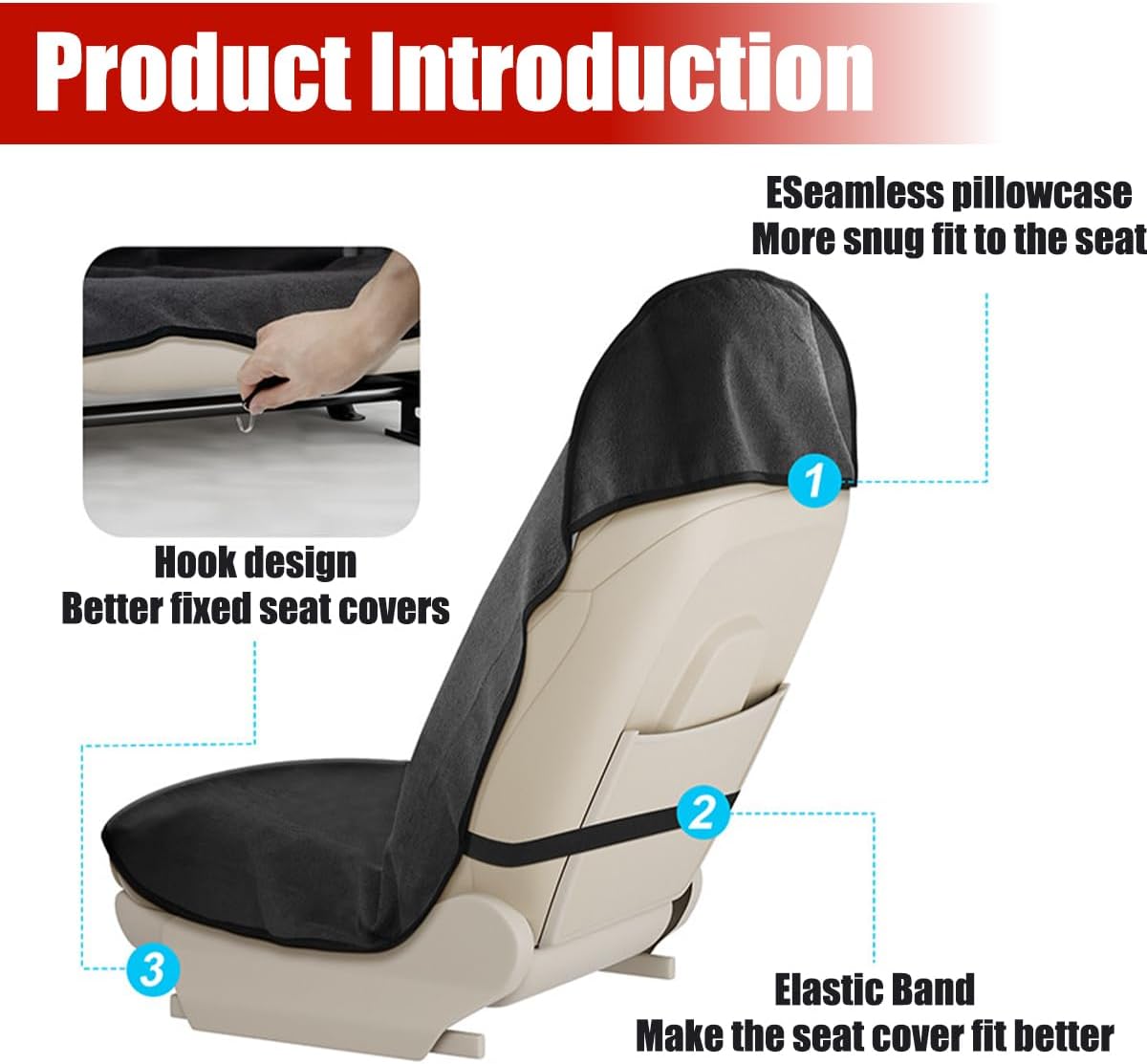 Mandark Waterproof Towel Car Seat Cover, Sweatproof Non Slip Bucket Carseat, Machine Washable Vehicle Bucket Frontseat Protector Accessories, Universal for SUV, Sedan, Truck(Gray) - Image 6