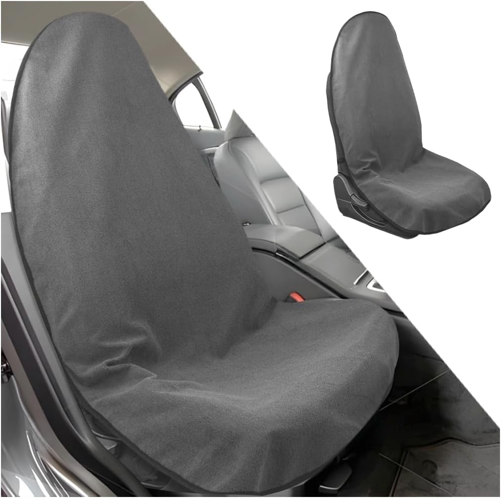 Mandark Waterproof Towel Car Seat Cover, Sweatproof Non Slip Bucket Carseat, Machine Washable Vehicle Bucket Frontseat Protector Accessories, Universal for SUV, Sedan, Truck(Gray) - Image 2