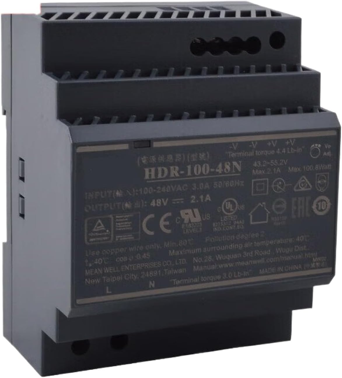 HDR-100-48N 48V 2.1A 100W Slim DIN Rail Power Supply for Home & Industrial Automation - Image 3