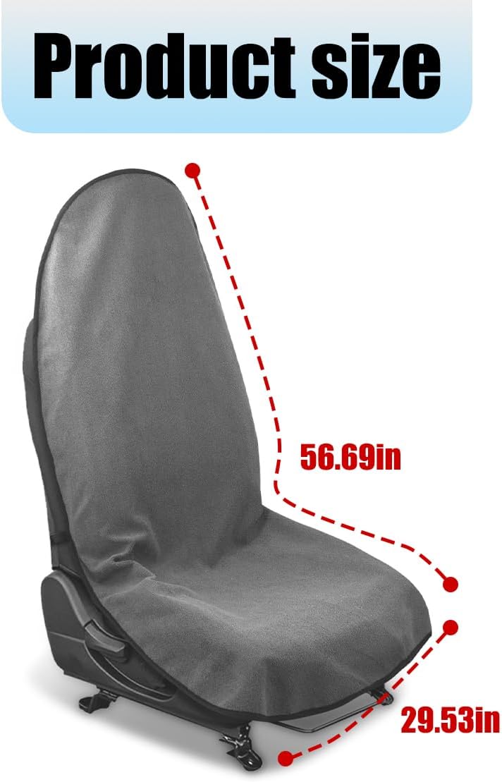 Mandark Waterproof Towel Car Seat Cover, Sweatproof Non Slip Bucket Carseat, Machine Washable Vehicle Bucket Frontseat Protector Accessories, Universal for SUV, Sedan, Truck(Gray) - Image 3