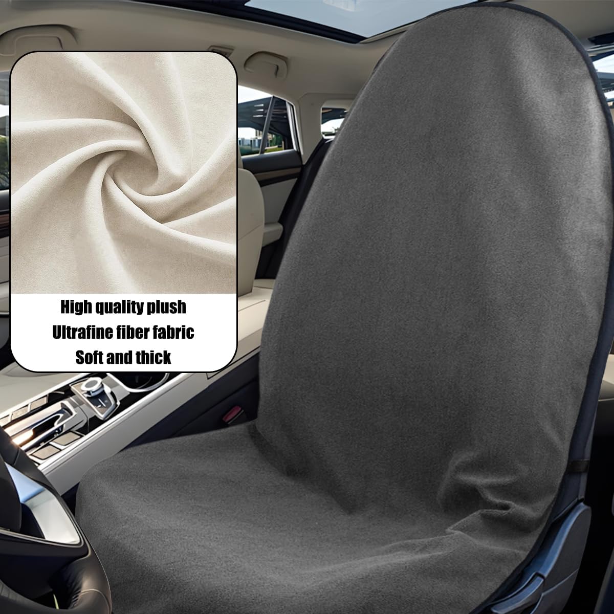 Mandark Waterproof Towel Car Seat Cover, Sweatproof Non Slip Bucket Carseat, Machine Washable Vehicle Bucket Frontseat Protector Accessories, Universal for SUV, Sedan, Truck(Gray) - Image 4