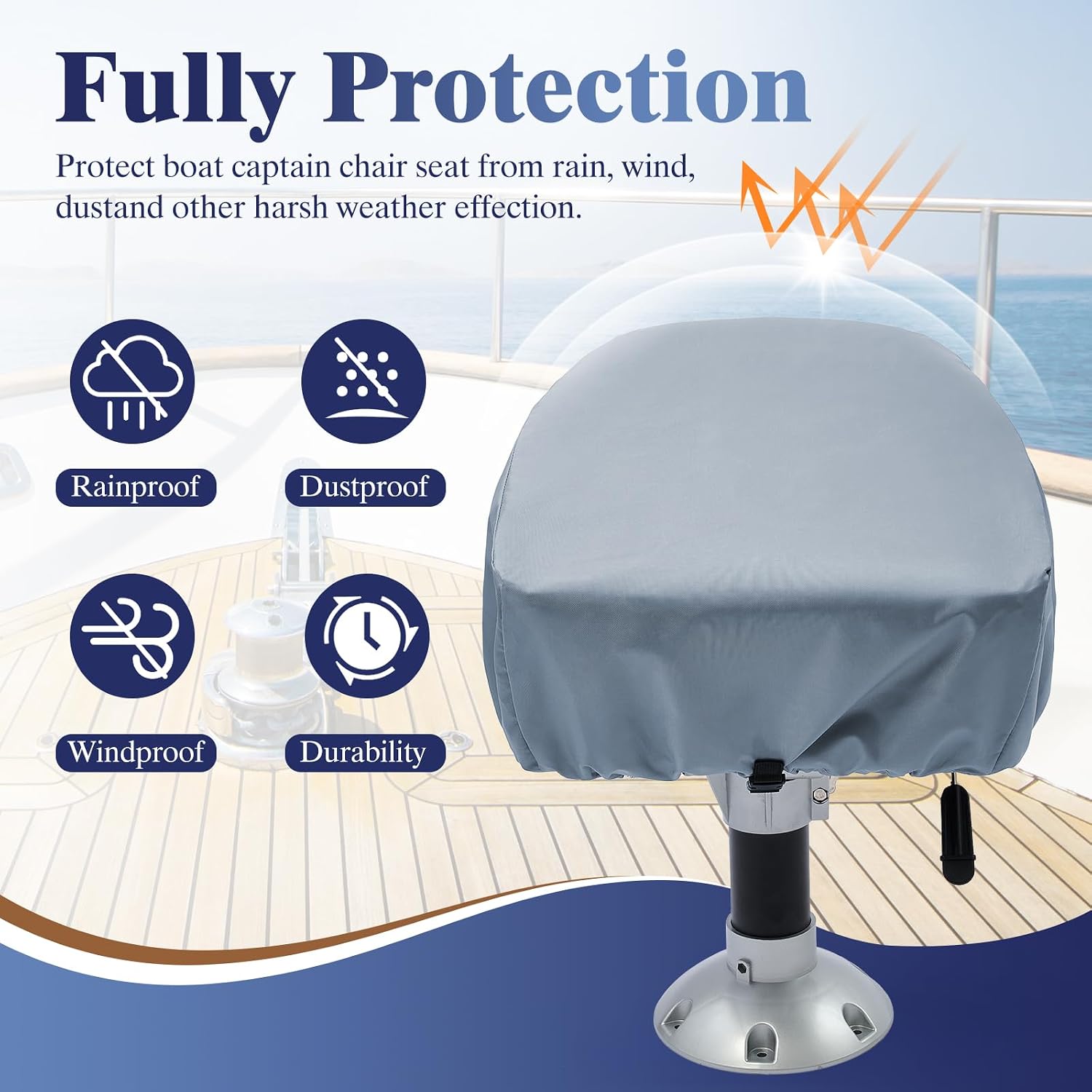 2 Pack Boat Seat Covers Waterproof 900D Heavy Duty Boat Folding Chair Cover | 18W x 20D x 14H inch, Grey - Image 5