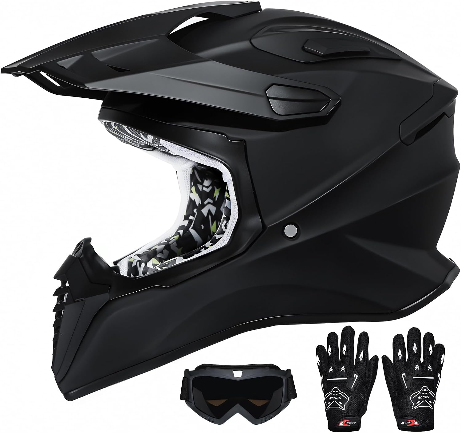 DOT Approved Youth Dirt Bike Helmet with Visor for Kids, Full Face Motocross ATV Helmet Set with Goggles & Gloves, Off-Road Motorcycle Youth BMX Go Kart Riding Gear Set - Image 2