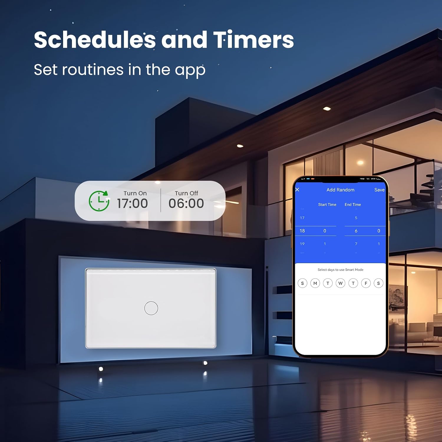 Smart Switch Aluminum Frame,2.5D Glass Panel,4.65 X 2.83 X 1.26 Inches,Need Neutral Wire,2.4GHz WiFi,Work with Tuya/Smart Life,App/Voice Control,White 1 Button - Image 10