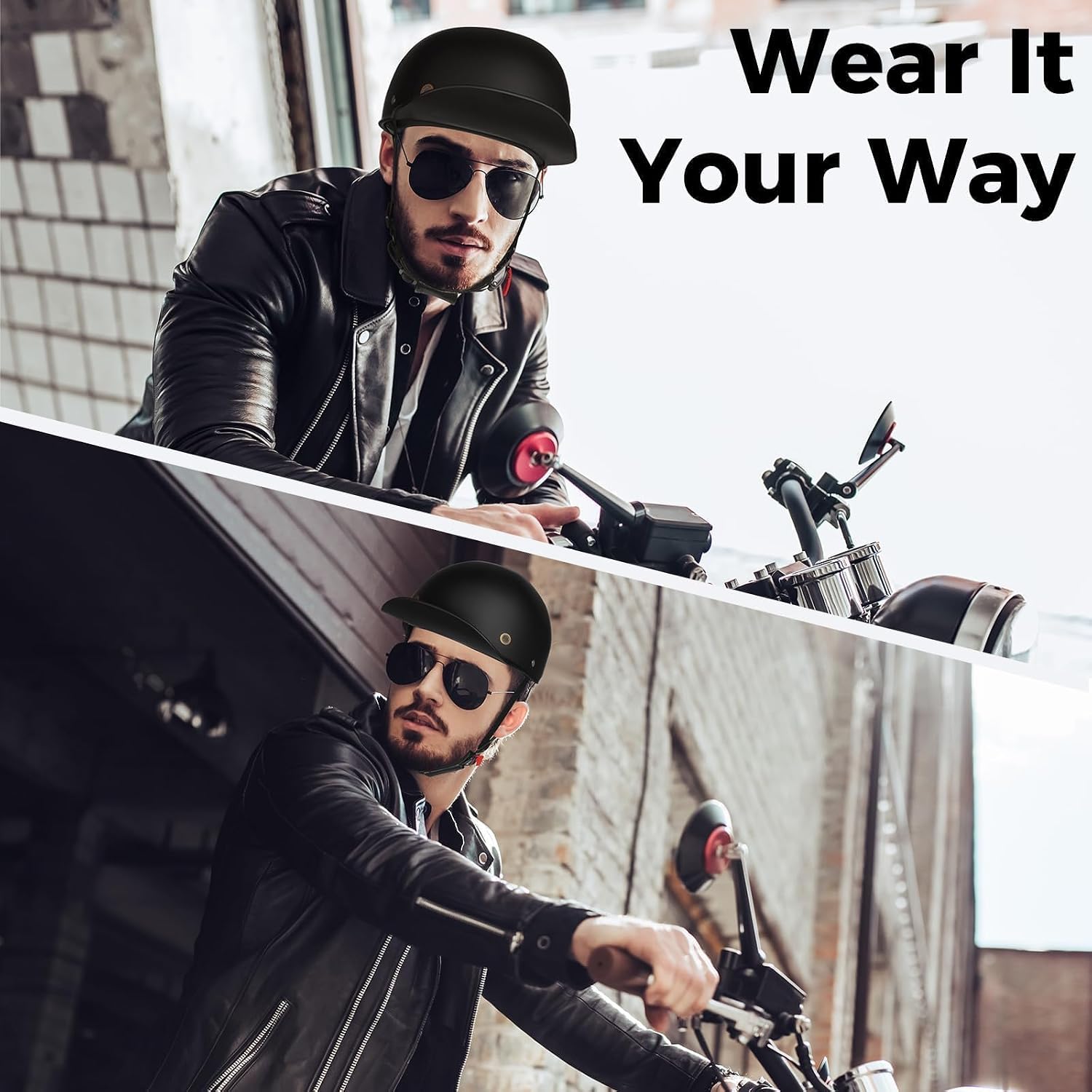 Yesmotor Motorcycle Baseball Helmet - Retro Baseball Style Cap for Unisex-Adult, DOT Approved - Image 7
