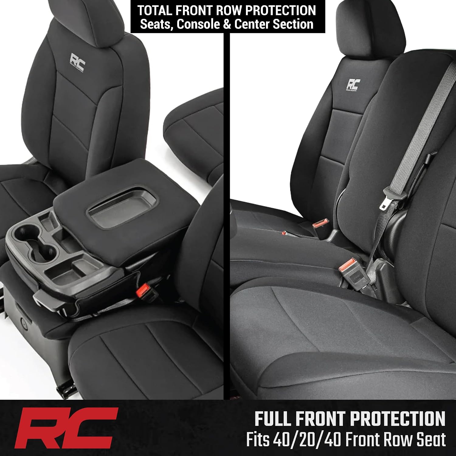 Rough Country Neoprene Front Seat Covers for Chevy Silverado & GMC Sierra 1500 (2019-2026) - Waterproof & UV Resistant, Foam Padded, Front Row Cover Set - Image 7