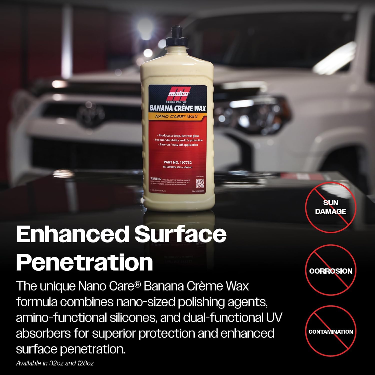 Malco Nano Care Banana Creme Wax - Deep Gloss Shine and Long-Lasting UV Protection/For Automotive, Marine and Industrial Finishes / 32 oz. (197732) - Image 7