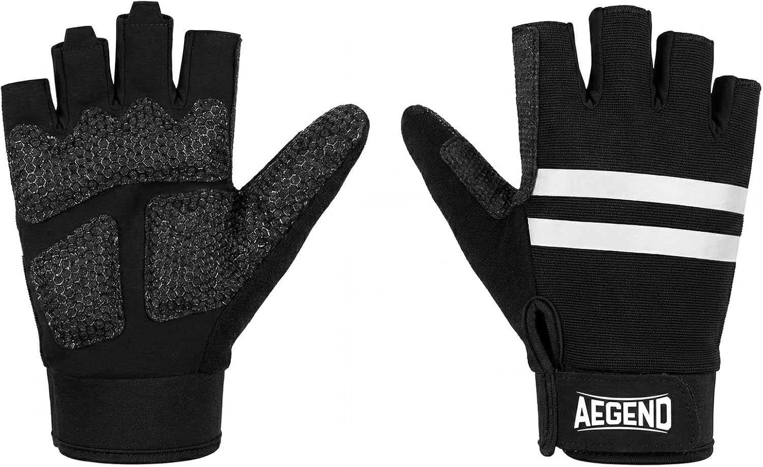 Aegend Wheelchair Gloves, Anti-Slip & Wear-Resistant Half-Finger Design, Breathable & Shock-Absorbent, Ideal for Manual Wheelchair Users, Fitness and Cycling Black - Image 3