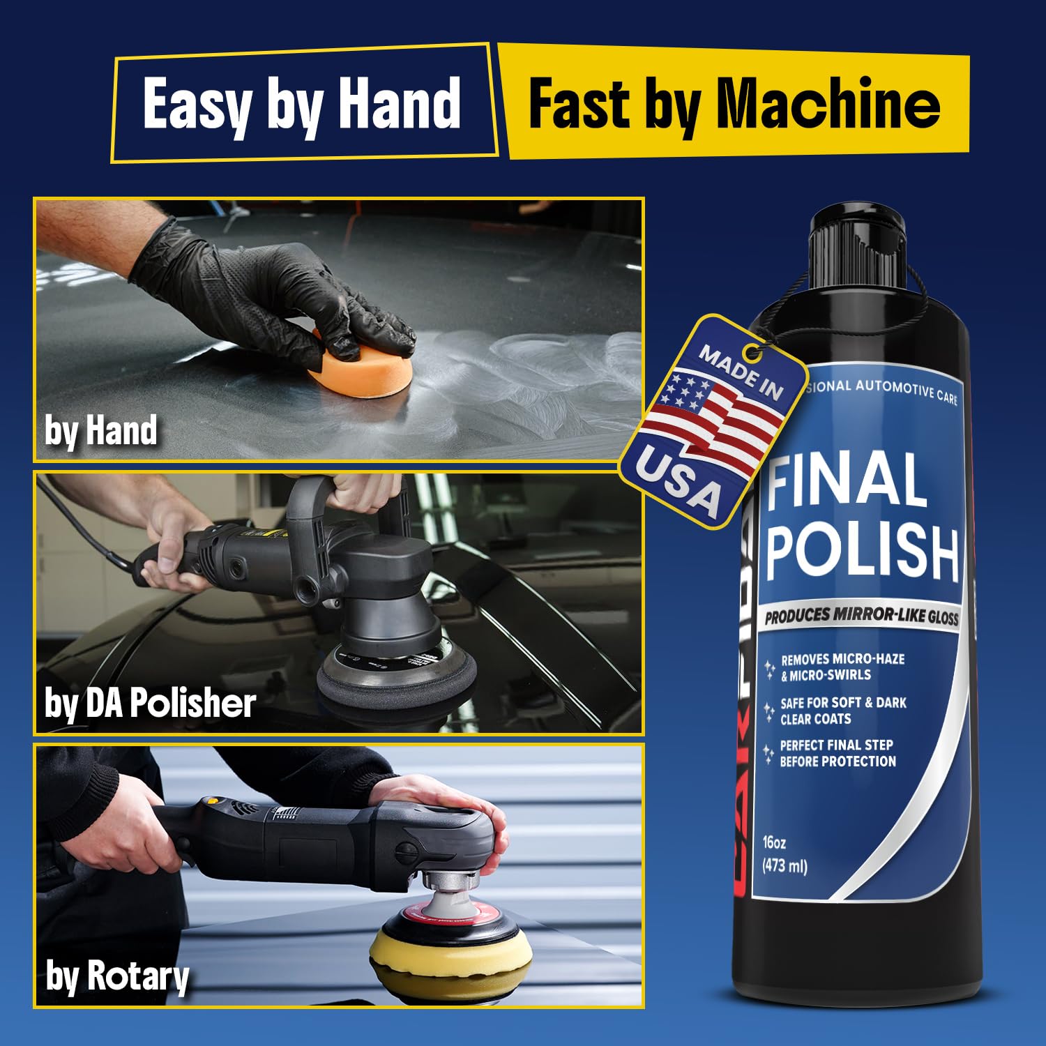 Final Polish - Ultra Fine Finishing Polish for Cars - Removes Micro Haze Swirl Marks & Micro Marring - Mirror Gloss Car Polish - Safe for Dark Paint Clear Coat - Pre Wax Ceramic Prep - 16 oz - Image 5