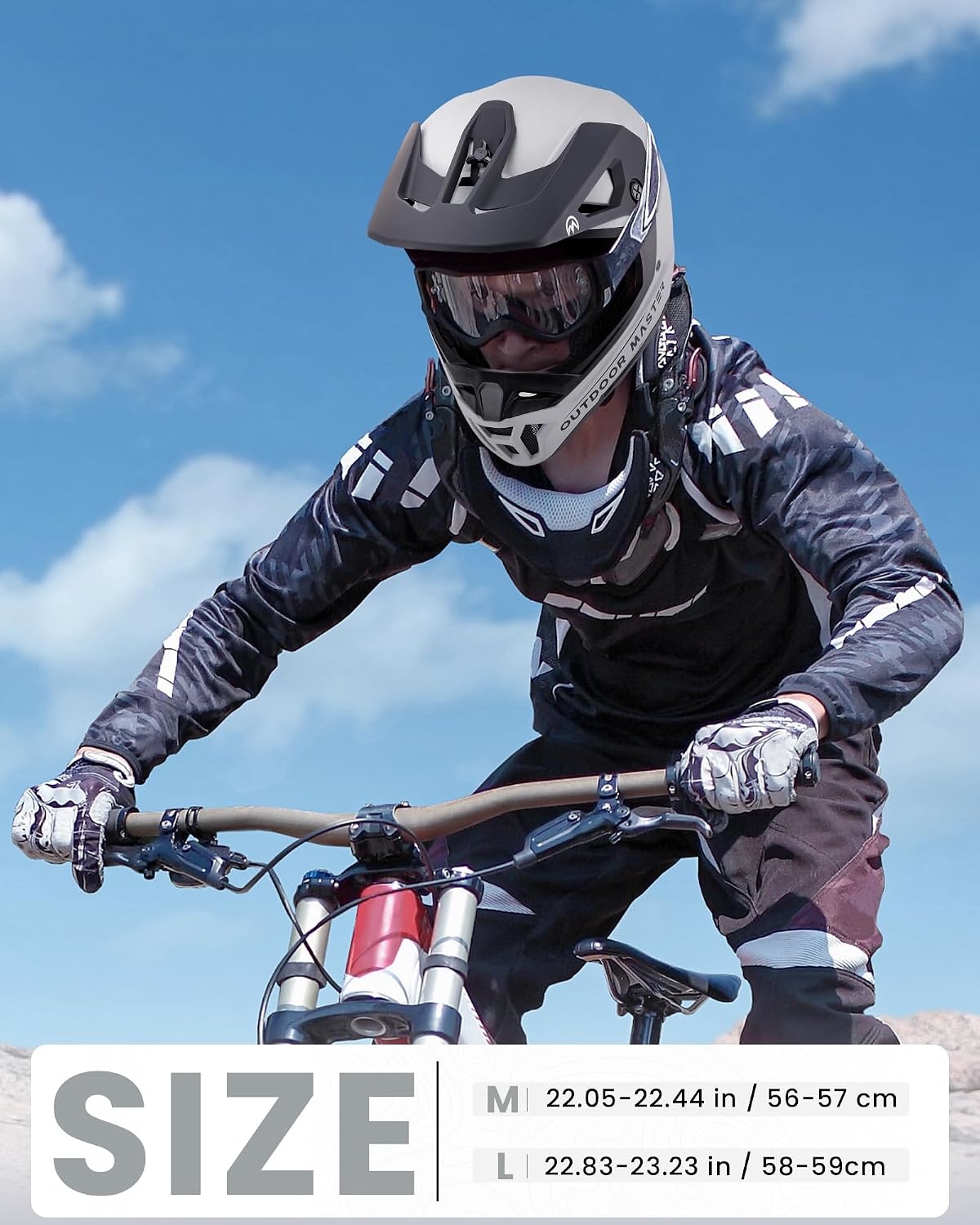 OutdoorMaster Full Face Mountain Bike Helmet for Men & Women - Durable, Impact Resistant, Ventilated, Adjustable Visor - Downhill Race BMX MTB Helmet - Image 7