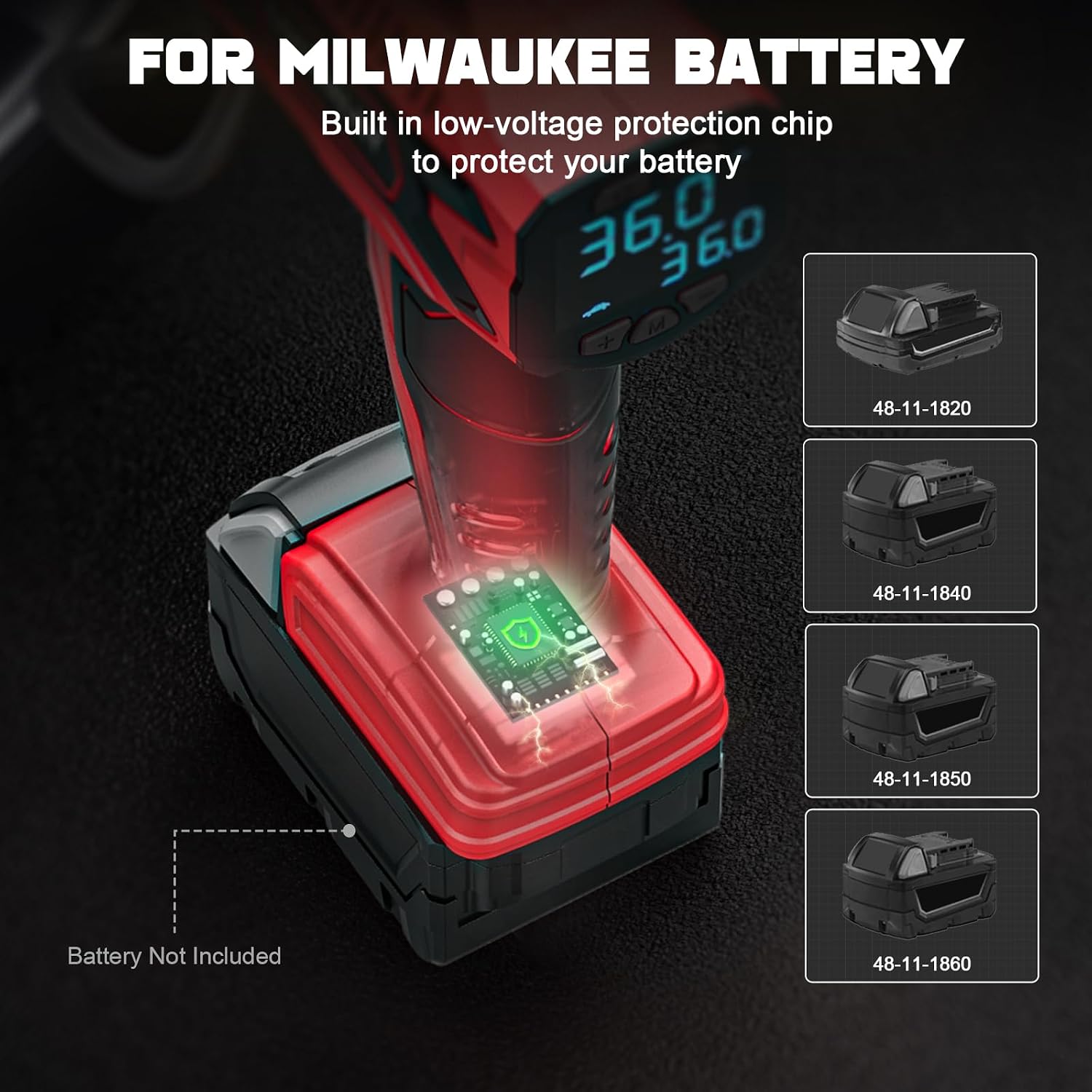 LIVOWALNY Tire Inflator Air Compressor Compatible with Milwaukee 18V Battery, 160PSI Cordless Portable Electric Air Pump with Digital Pressure Gauge for Car Motorcycles Bike Ball Auto (Tool Only) - Image 8