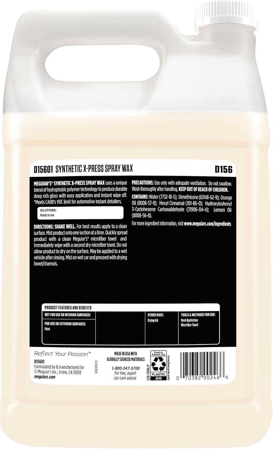 Meguiar's D15601 Synthetic X-Press Spray Wax -1 Gallon Container - Image 3