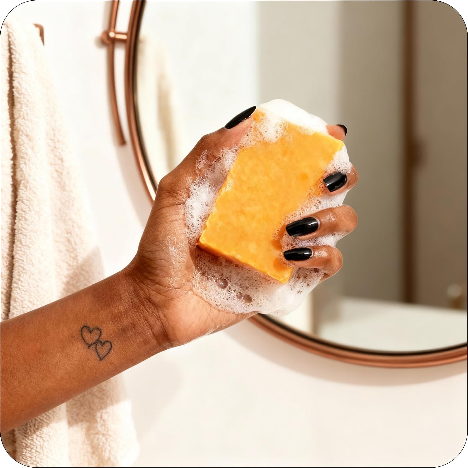 Glo Melanin Turmeric Brightening Soap with Vitamin C, Alpha Arbutin & Oats | 113g, For Face - Body - Dark Spots, All Natural, Vegan, Paraben-Free, Sulfate-free, For Melanin-Rich Skin, Made in USA - Image 6