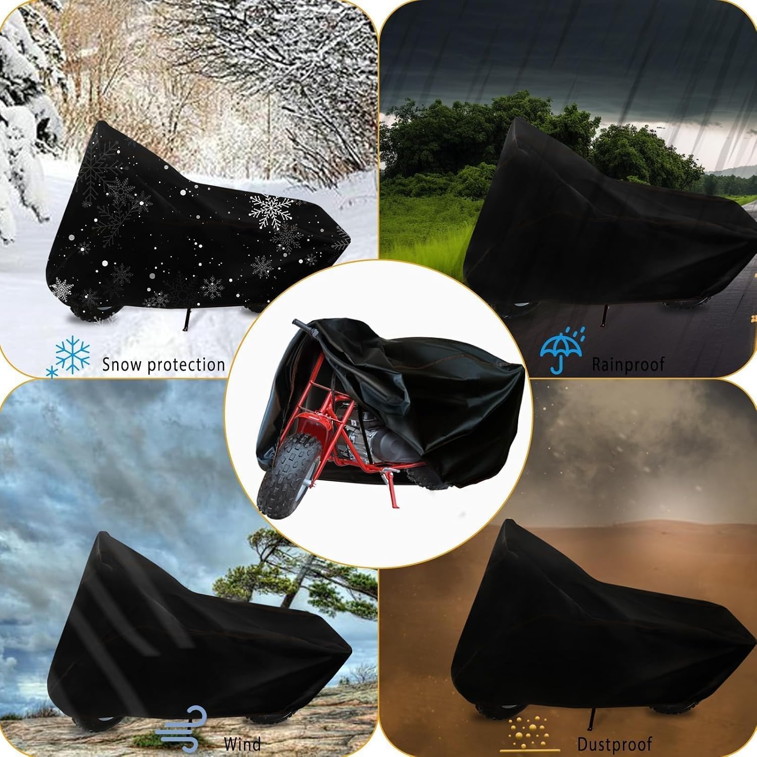 Chikia Mini Bike Cover Outdoor,Minibike Cover Waterproof,Compatible with Coleman CT200U CT200U-EX BT200X RT200 B200R B200RSV Massimo Baja Trail Master Accessories,Protection,Dustproof - Image 9