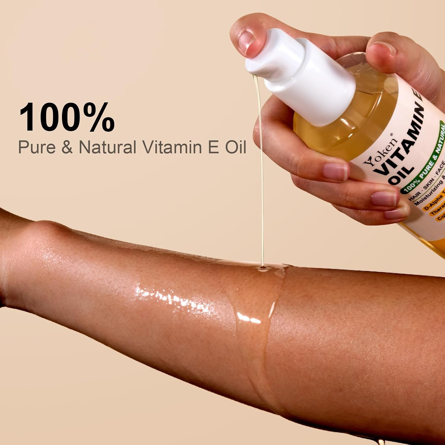 Yoken Vitamin E Oil for Skin Face Body 8 Oz Cold Pressed Vitamine Body oils | Pure D-Alpha Tocopherol Liquid Nails Vit e Women Moisturizing Dry Skin Unscented Carrier Oil Hydrate Hexane Free After Shower - Image 3