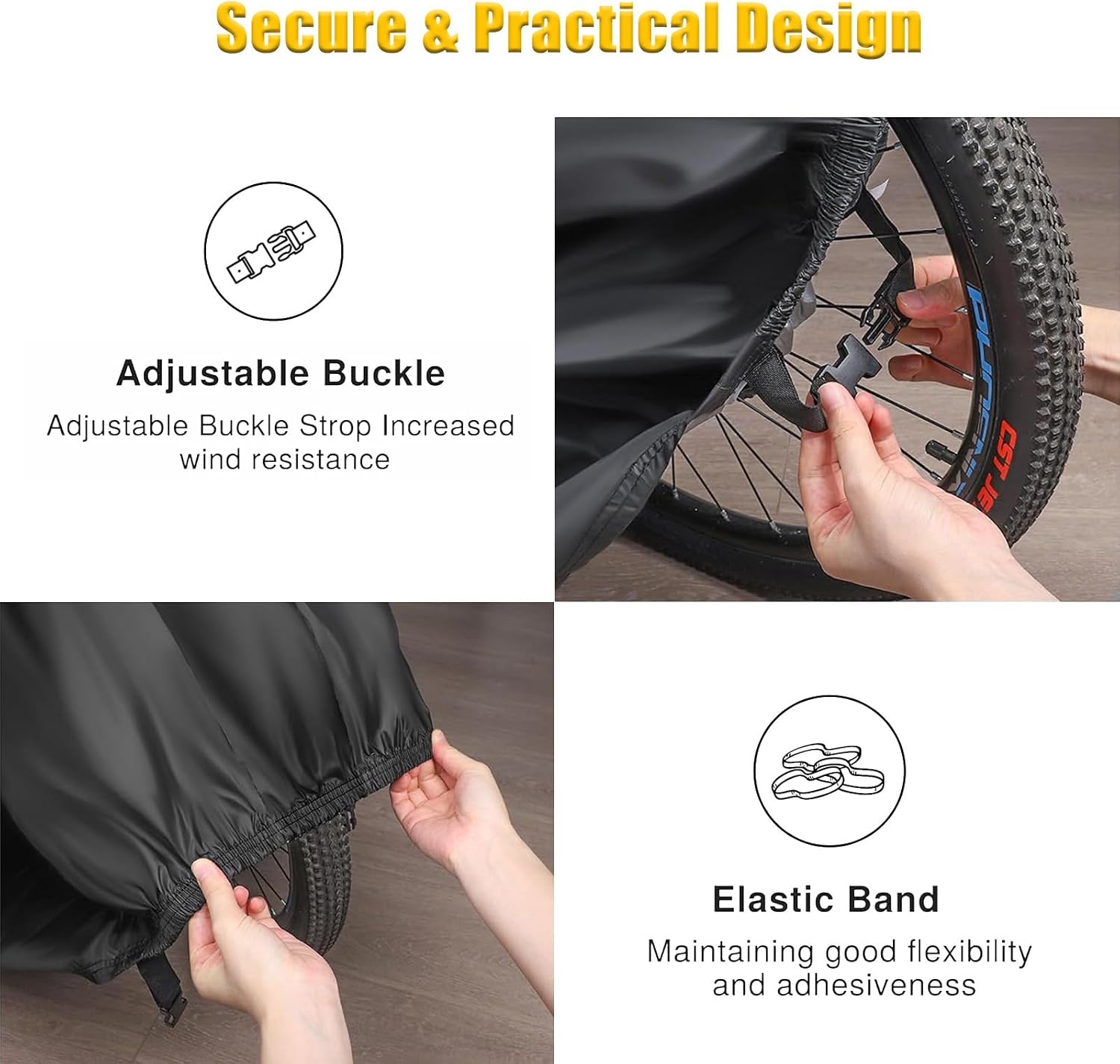 Bike Rack Cover for 2 Bikes, 600D Waterproof Travel Cover | Heavy-duty 600D bike cover protects 2 bikes from rain, dust, UV and wind. Features buckles and lock hole for secure travel. - Image 7
