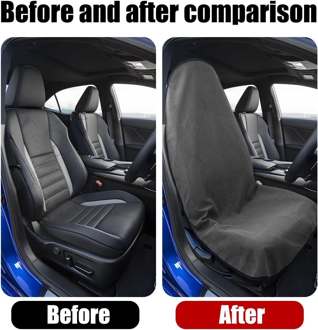 Mandark Waterproof Towel Car Seat Cover, Sweatproof Non Slip Bucket Carseat, Machine Washable Vehicle Bucket Frontseat Protector Accessories, Universal for SUV, Sedan, Truck(Gray) - Image 5
