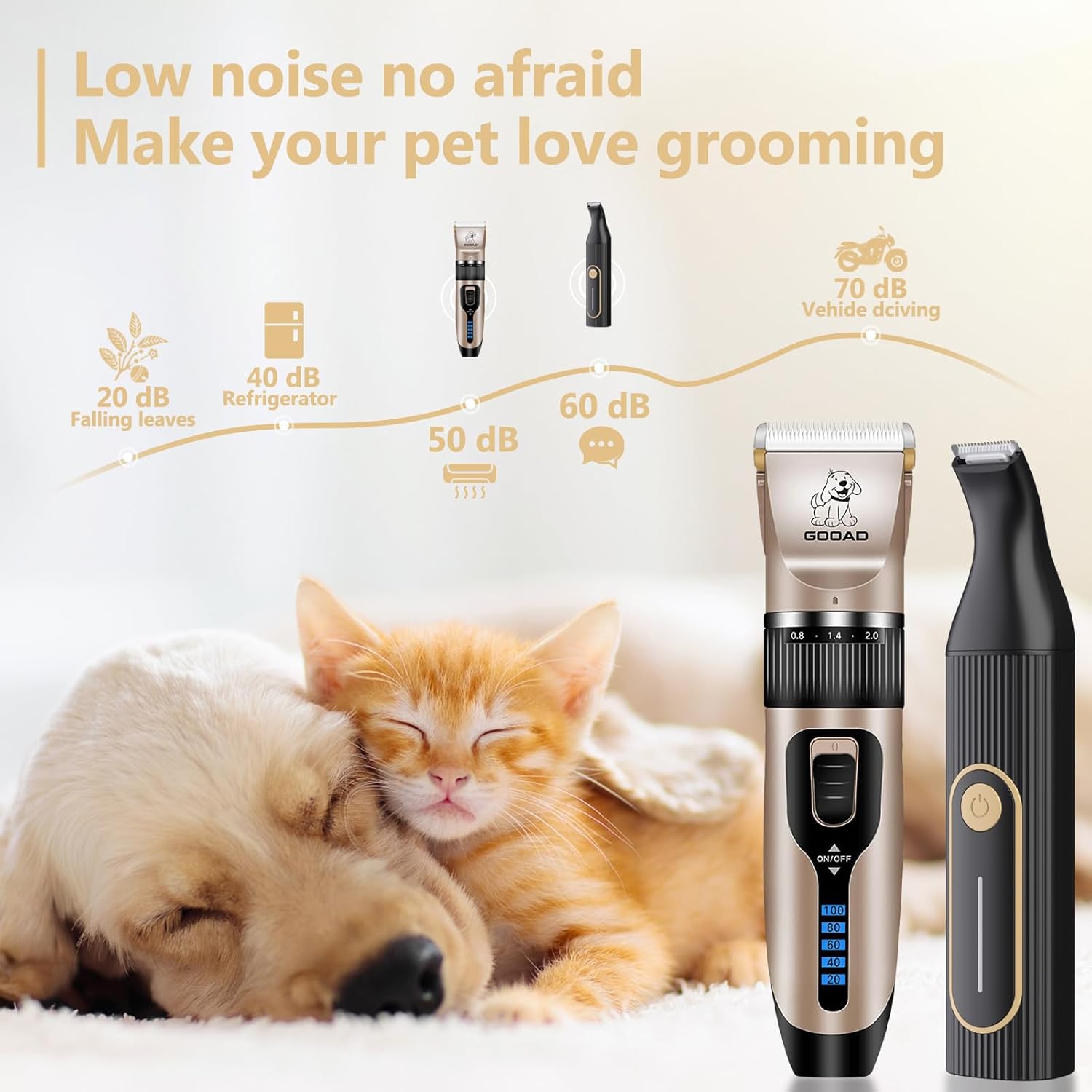 Dog Clippers for Grooming for Heavy Thick Hair&Coats,Low Noise Hair Trimmer,Rechargeable Cordless Pet Shaver, Dog Grooming Kit with Paw Trimmer Nail Grinder for Small Large Dogs - Image 4