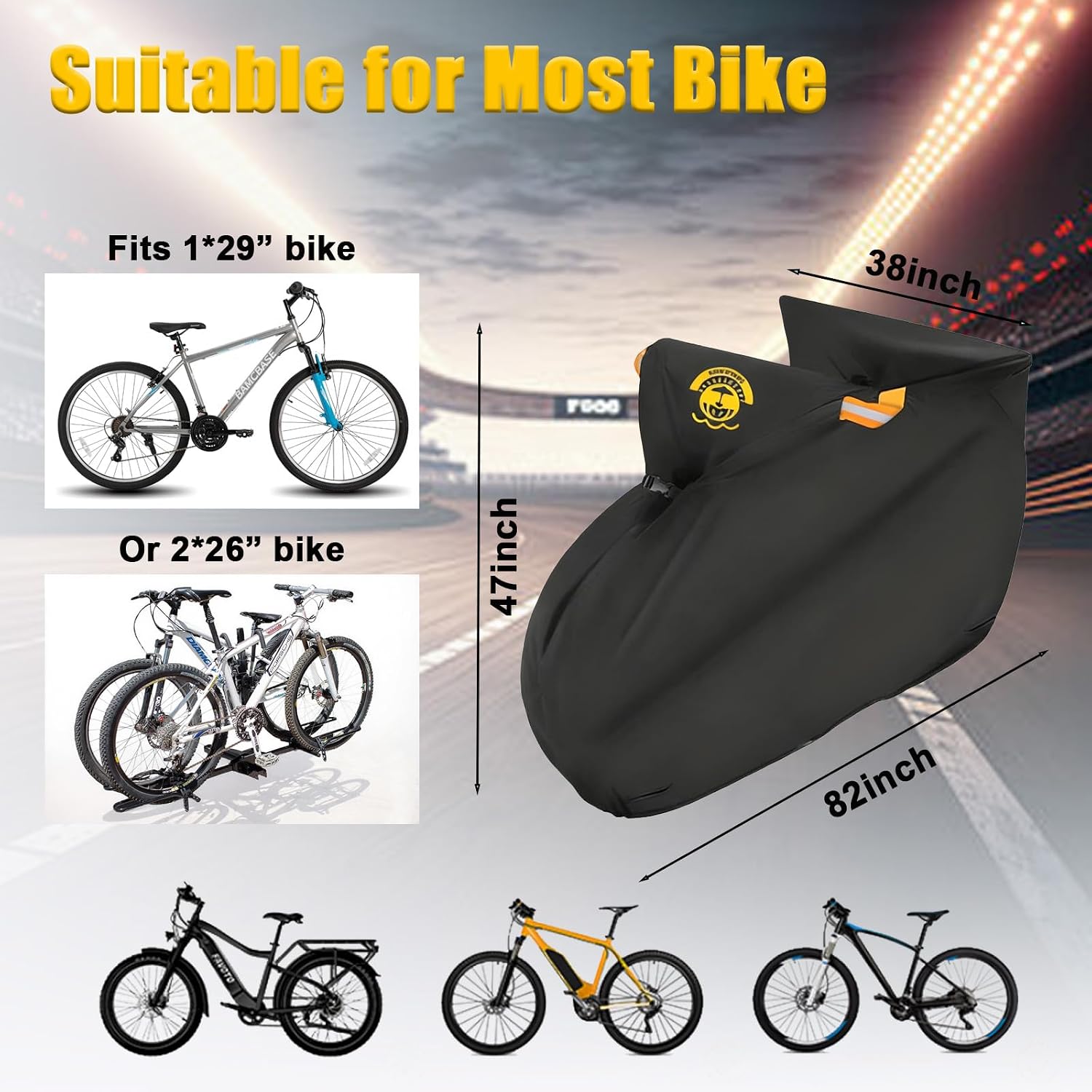 Bike Rack Cover for 2 Bikes, 600D Waterproof Travel Cover | Heavy-duty 600D bike cover protects 2 bikes from rain, dust, UV and wind. Features buckles and lock hole for secure travel. - Image 3