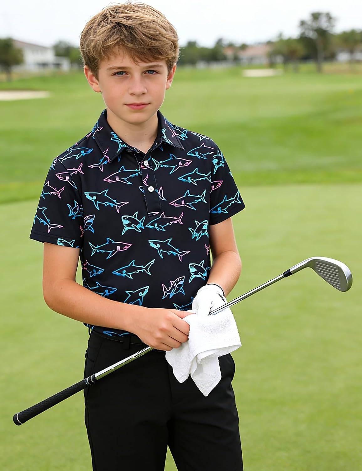 Boys Performance Polo Shirt Short Sleeve Golf Clothes for Hawaiian Active Casual Size 5-14 - Image 6