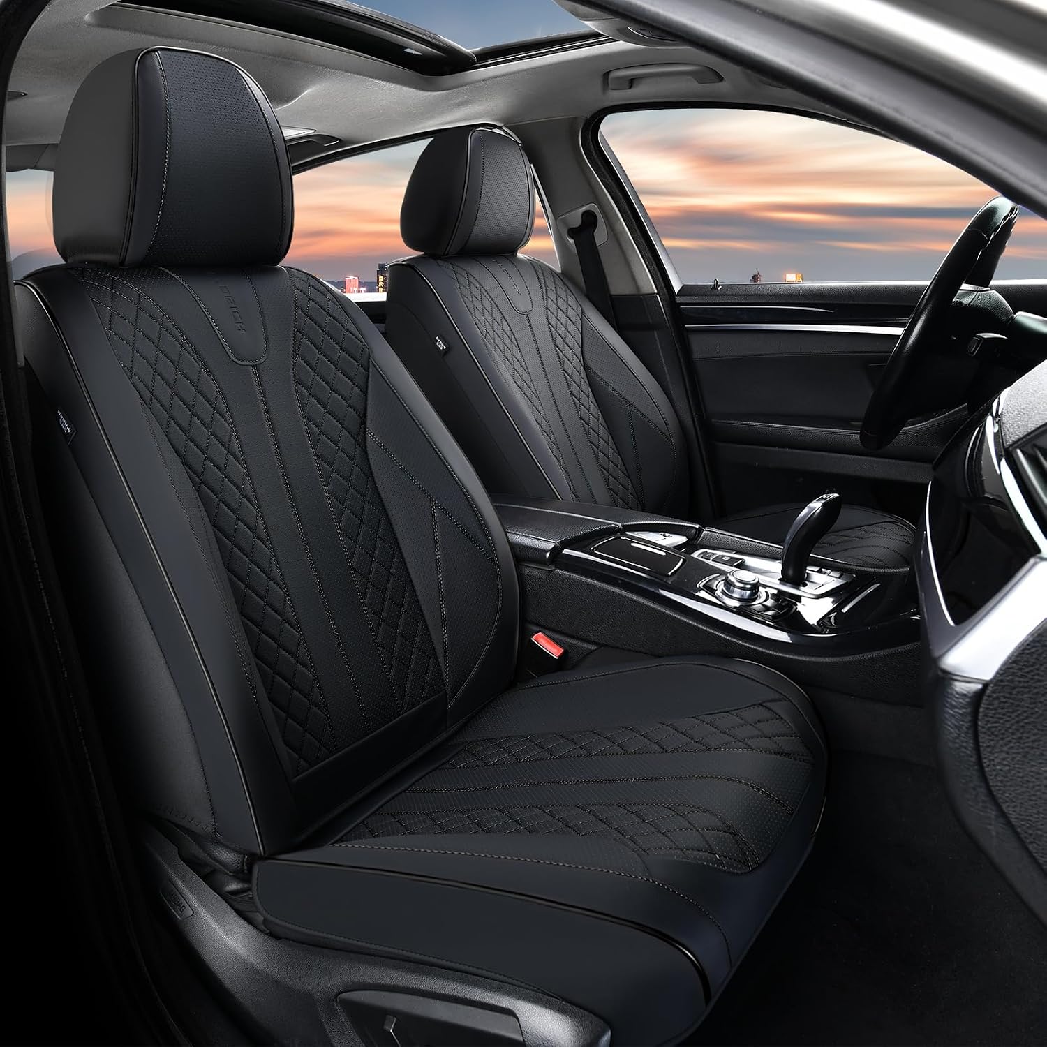 FLORICH Leather Seat Covers Full Set Automotive Seat Covers Black Car Seat Covers Waterproof Front and Back Seat Covers Car Seat Cushion Protector Universal Fit for Most Cars SUV Trucks, Black - Image 3