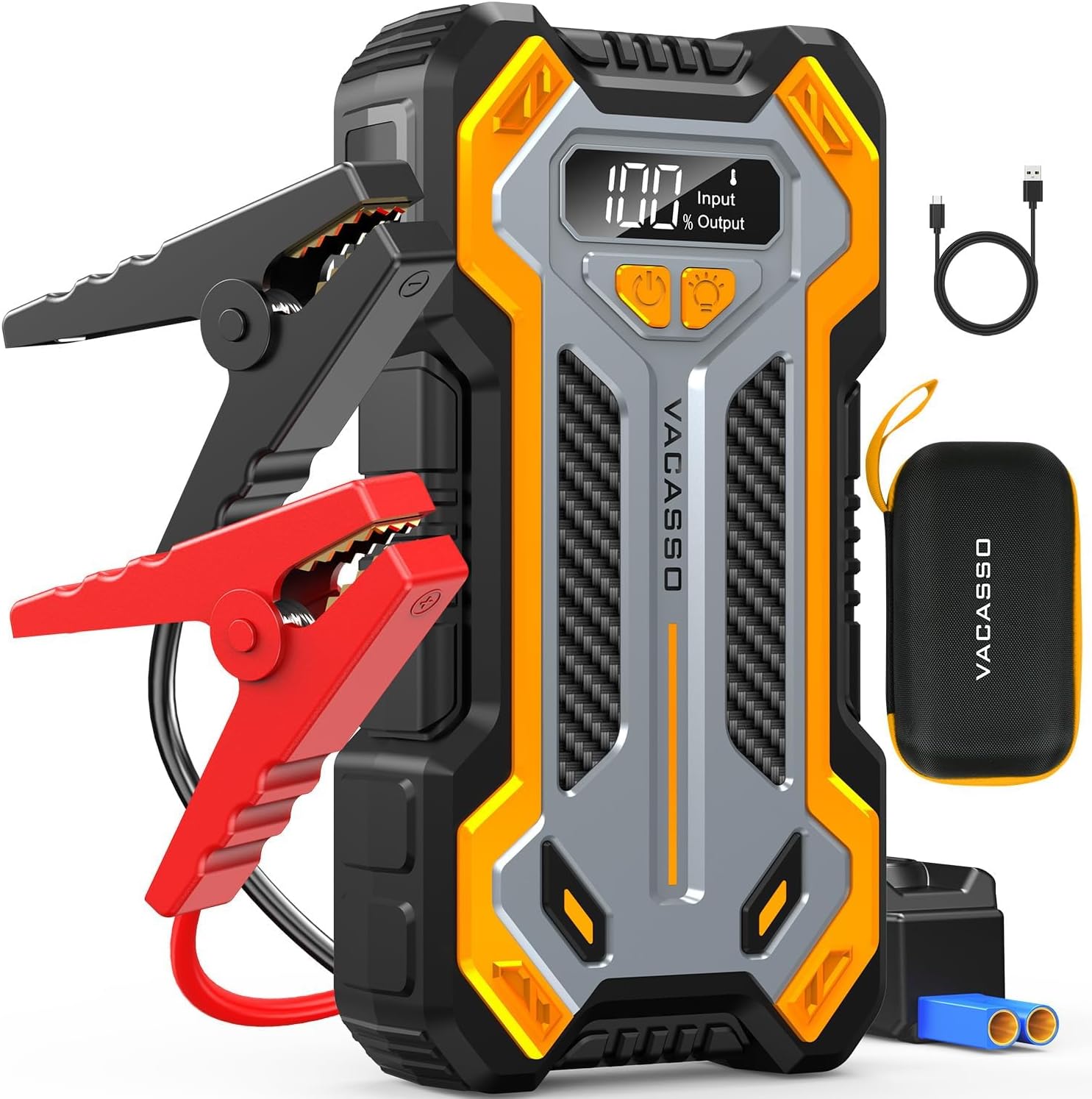 Car Jump Starter, VACASSO 5000A Car Battery Jump Starter for Up to 10L Gas and 8L Diesel Engines, 12V Portable Jumper Starter Power Pack with Booster Car Starter Jump Box, LED Light, Jumper Cable - Image 2