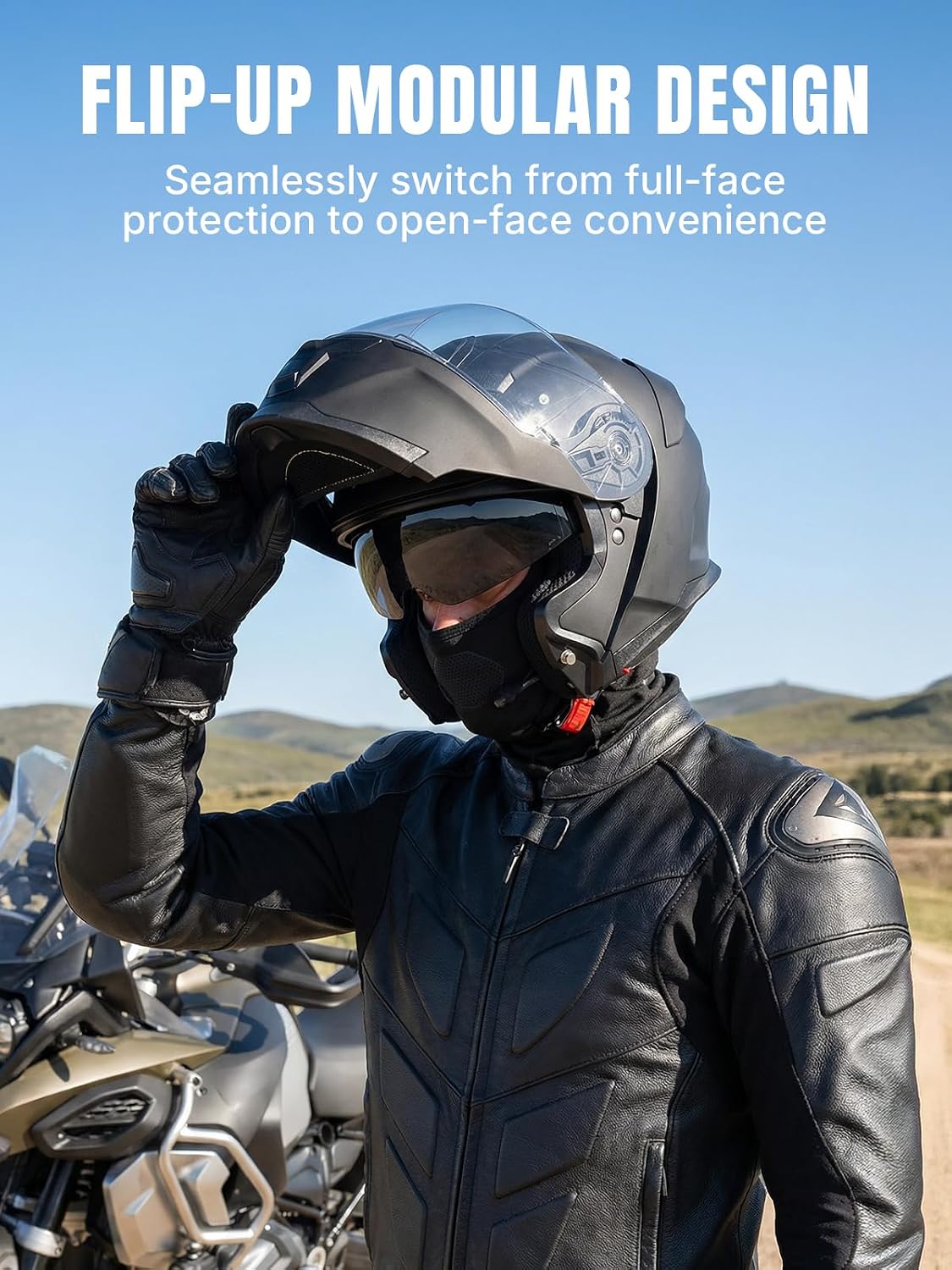 OUMURS Modular Motorcycle Helmets Full Face Flip up Street Bike Motorcycle Helmet for Unisex Adult Model 912 - Image 4
