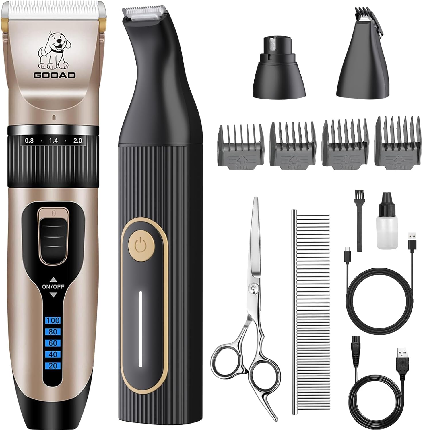 Dog Clippers for Grooming for Heavy Thick Hair&Coats,Low Noise Hair Trimmer,Rechargeable Cordless Pet Shaver, Dog Grooming Kit with Paw Trimmer Nail Grinder for Small Large Dogs - Image 2