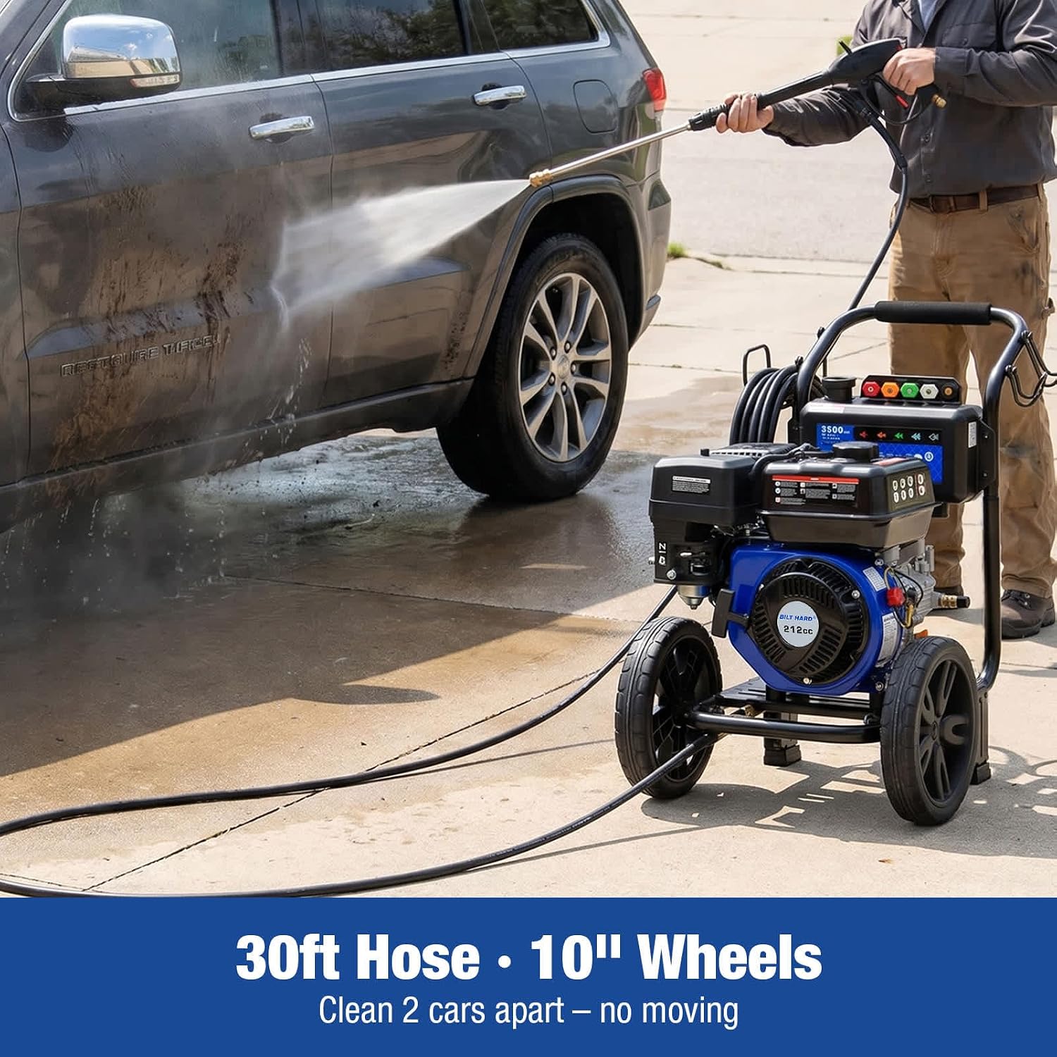 BILTHARD 3500 PSI Gas Pressure Washer, 2.6 GPM Heavy Duty Power Washer with 212cc 4 Cycle Engine, Spray Gun and Wand, 5 Quick Connect Nozzle Tips, 30 Foot Hose - Image 8