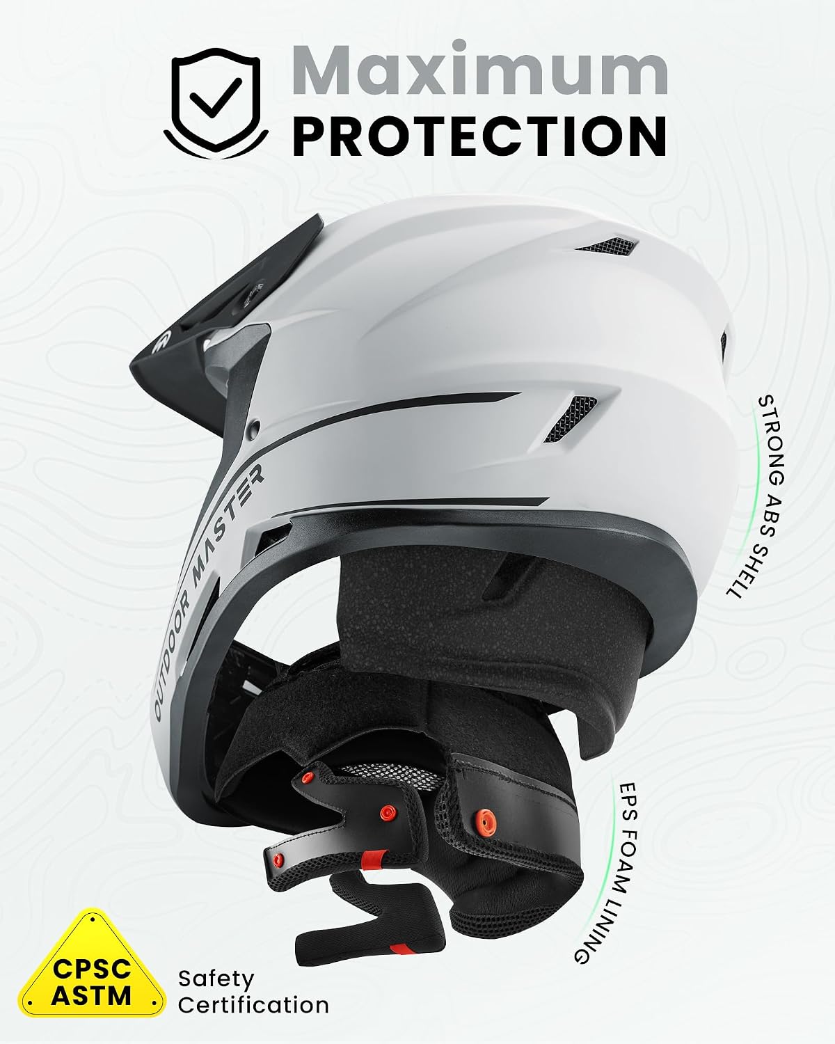 OutdoorMaster Full Face Mountain Bike Helmet for Men & Women - Durable, Impact Resistant, Ventilated, Adjustable Visor - Downhill Race BMX MTB Helmet - Image 3