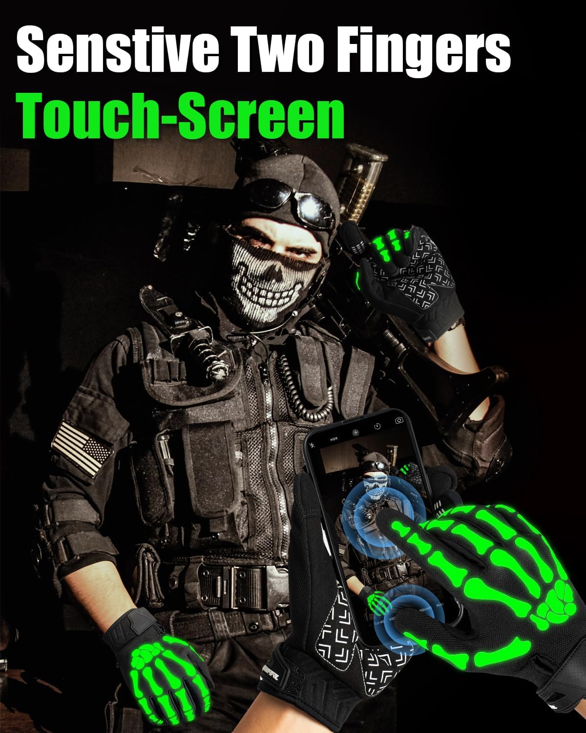 RIGWARL Motorcycle Gloves for Men and Women, Breathable Dirt Bike Gloves with Non-Slip Palm, Skeleton Motorcycle Riding Glove - Image 6