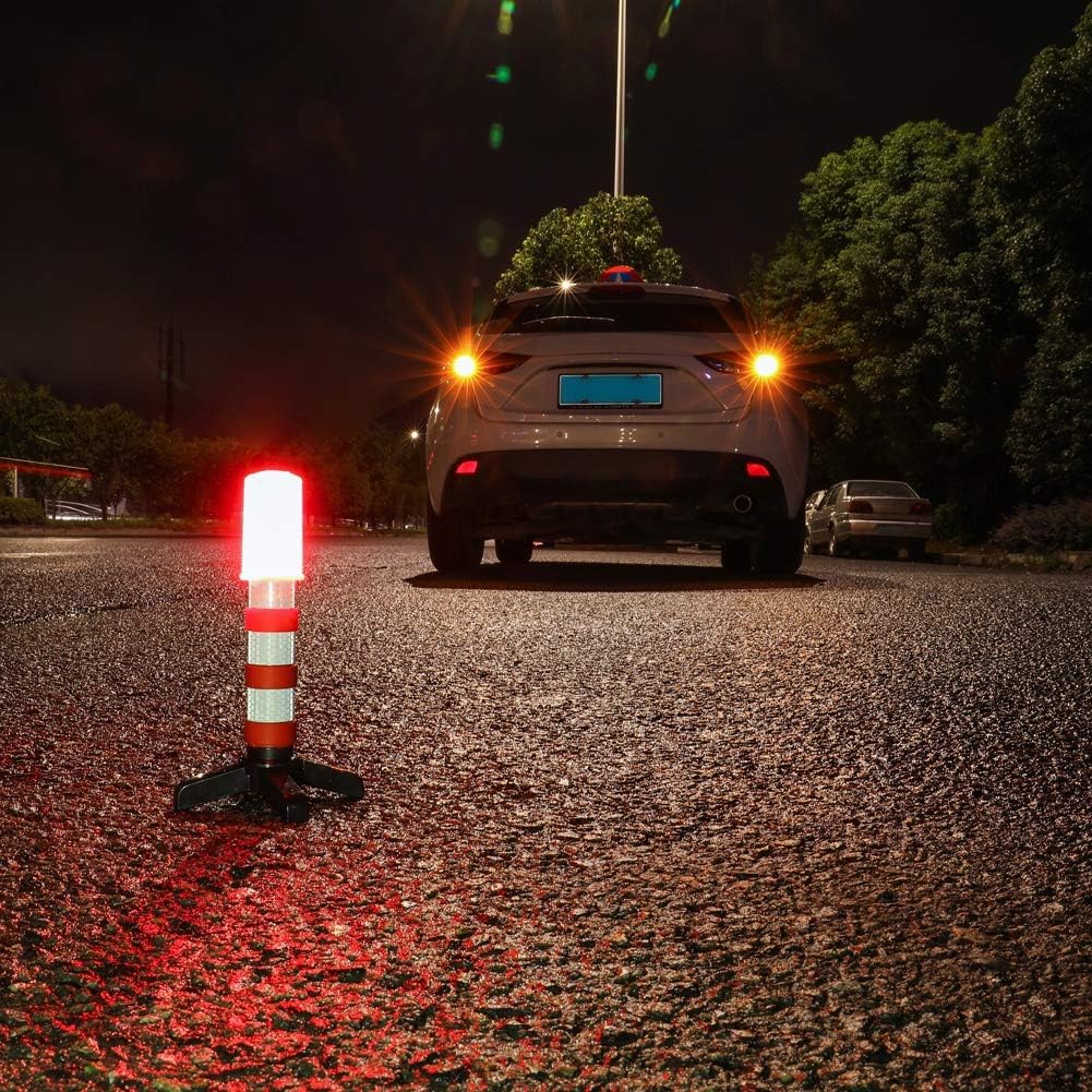 Twinkle Star LED Safety Strobe Road Warning Light, Set of 4 | Emergency Roadside Flares Kit, Highway Beacon Alert Flare, Magnetic Base, Detachable Stand, Solid Storage Case - Image 5