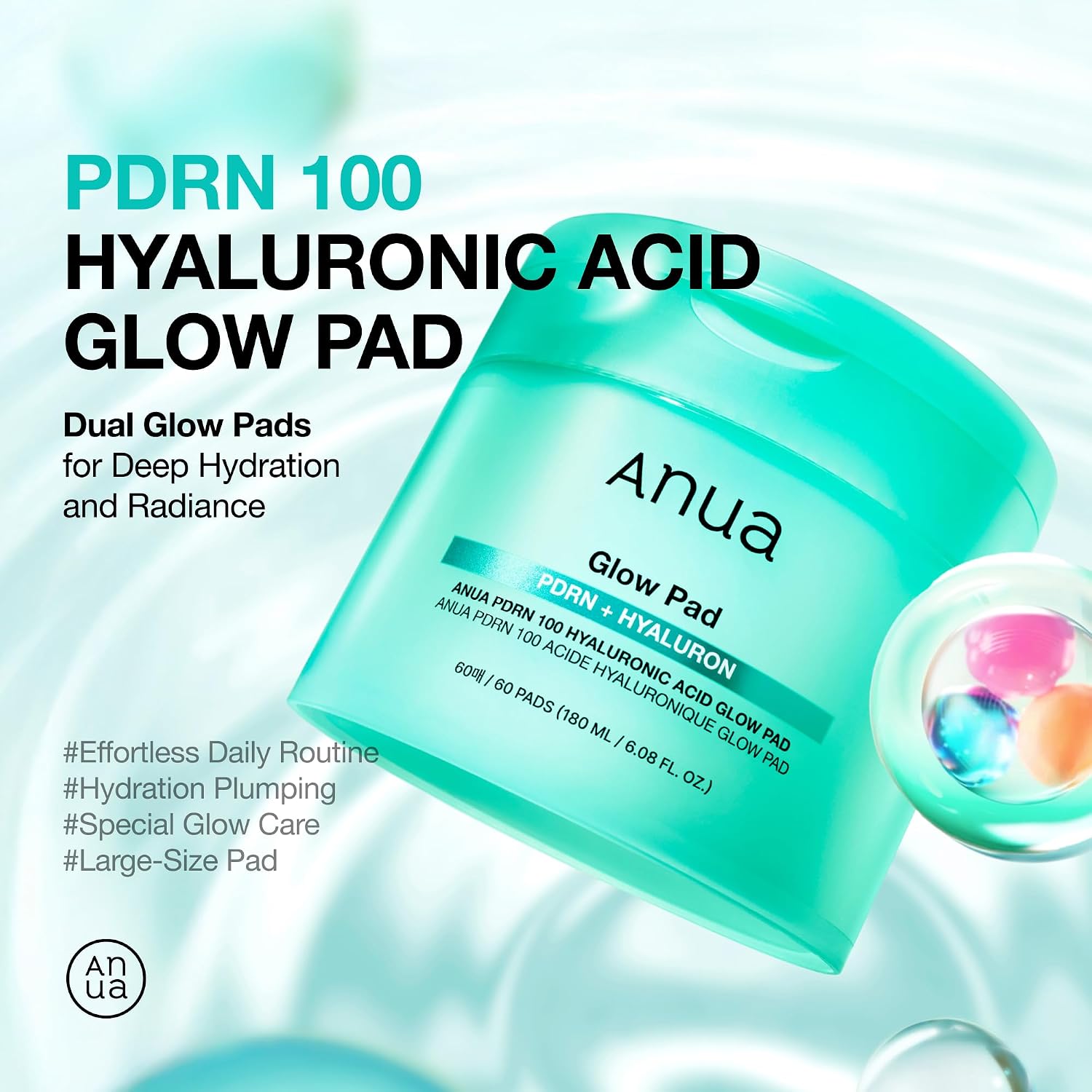 Anua PDRN 100 Hyaluronic Acid, Hydrating Dual-Textured Toner Pads, Salmon DNA & Collagen Face for Glass Skin Glow & Makeup Prep, Sensitive & Dry Skin, Korean Skincare, 6.1 fl oz, 60 Count - Image 3