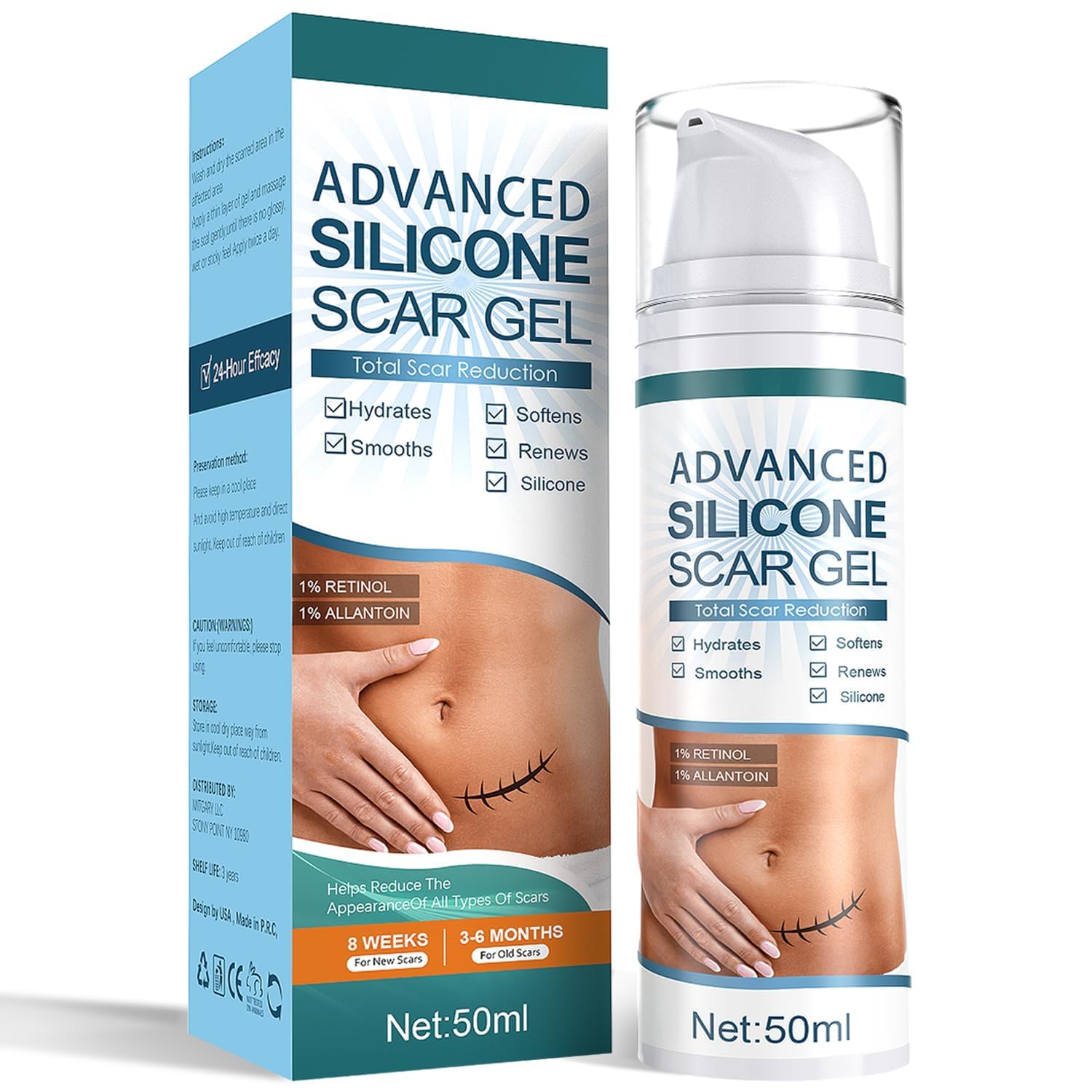Mitgary Advanced Scar Gel, Silicone Scar Gel, Treats Old and New Scars, Reduces the Appearance of Scars from, Body, Face, Stretch Marks, Surgical Scar, Keloids, Acne, Burns and More, 50g (1.7 Oz) - Image 2