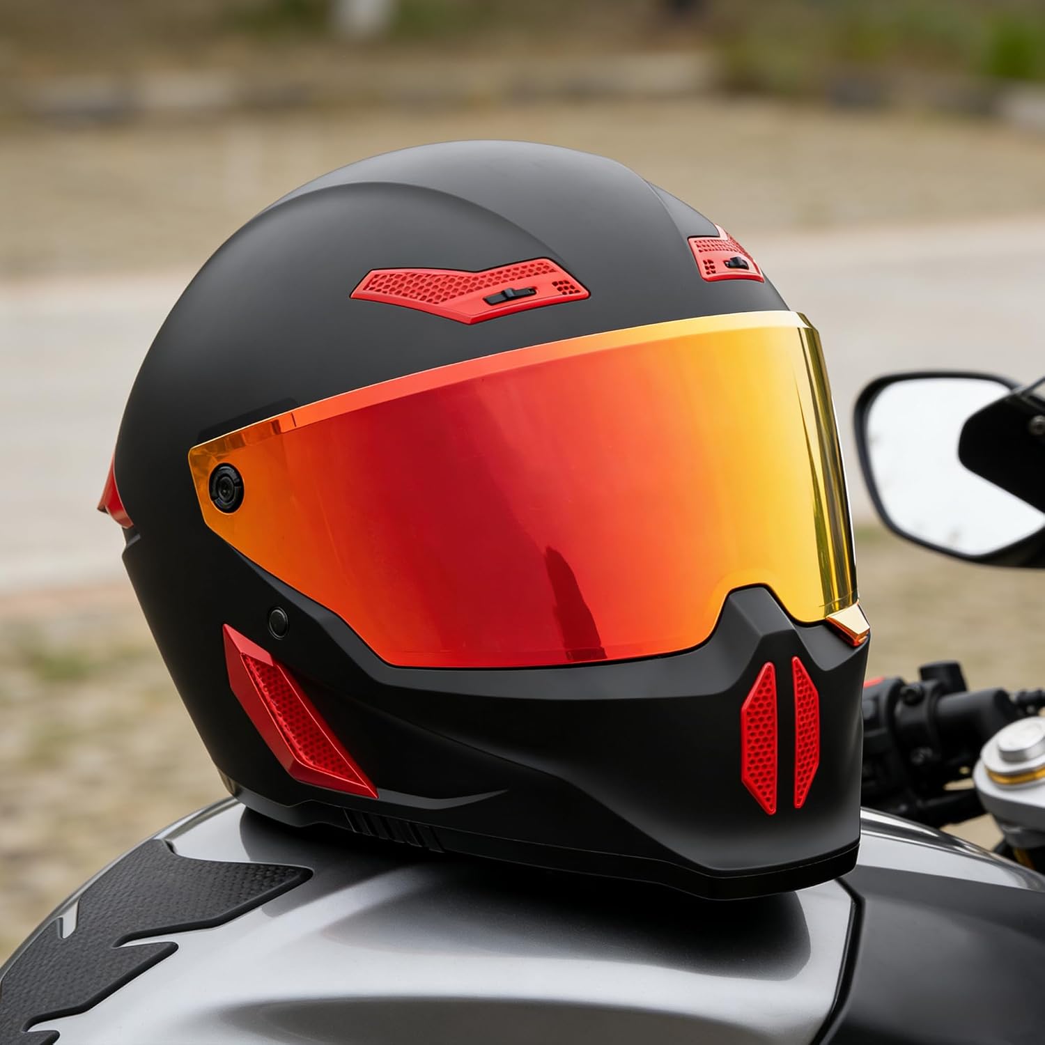 Motorcycle Helmets for Adult Men Women,MG666 Full Face Helmet | DOT Approved Retro Motorbike Racing Street Bike Helmets with 2 Visors & Carry Bag,Washable Liner,Multiple Ventilation System - Image 10
