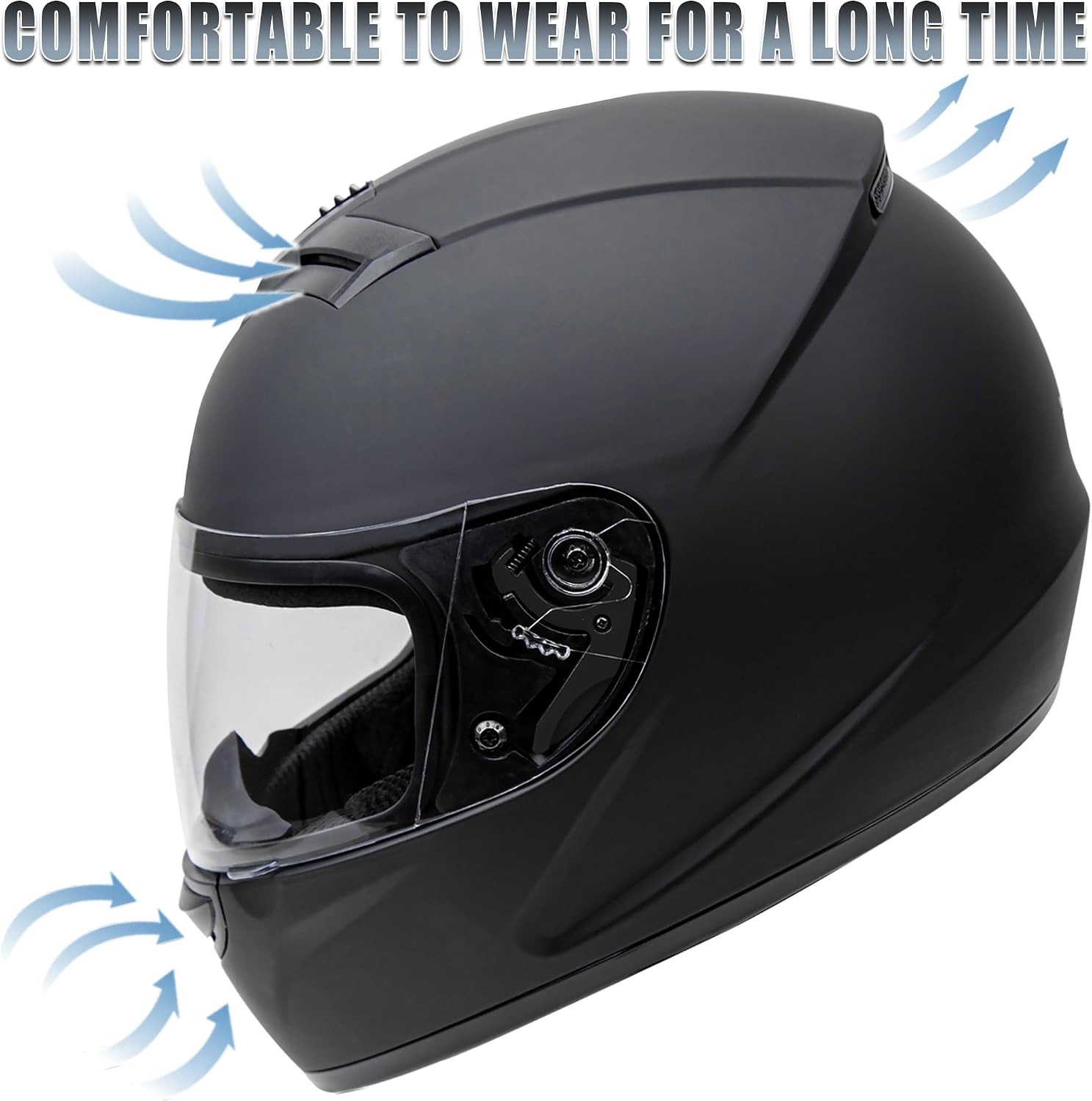 CARTMAN Lightweight Full Helmet Large, DOT Approved Racing with Visor | Matte black half helmet. Adult/Teen. DOT ABS, vented, weatherproof, adjustable. Goggles/gloves. Street, dirt, snow. - Image 7