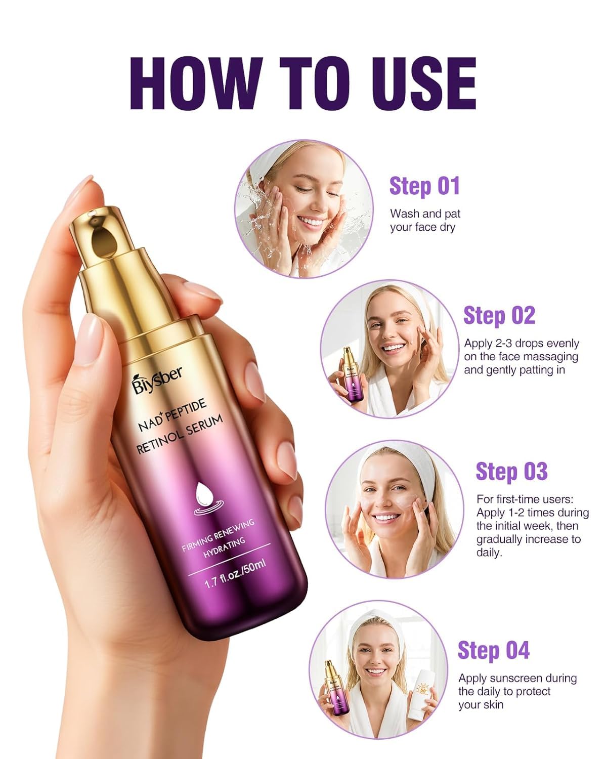 Retinol Peptide Serum for Face & Neck with NAD+ Support,Firming Collagen Skin Care for Fine Lines, Wrinkles & Hydration, Lightweight Daily Serum for Women & Men, 1.7 Fl Oz - Image 9