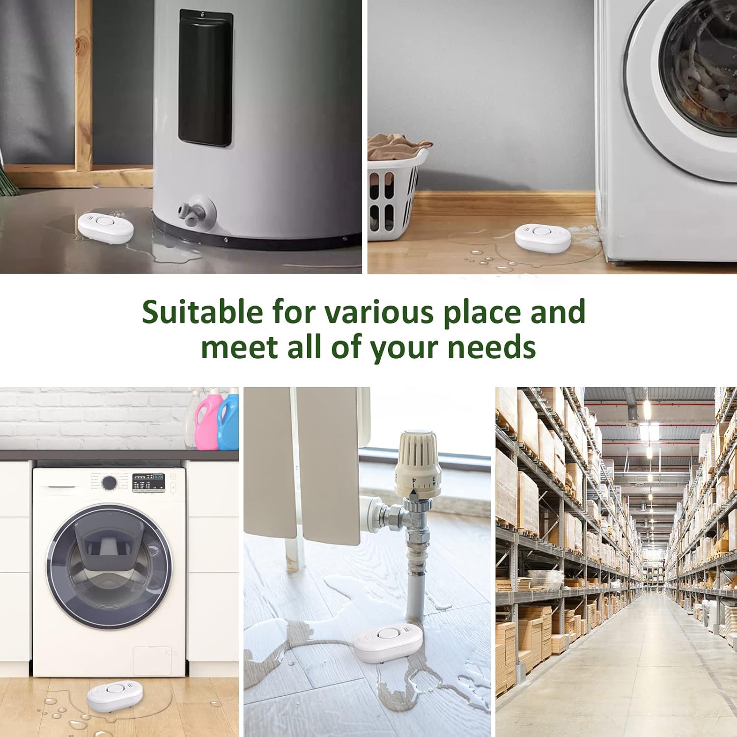 Water Leak Detector Sensor Alarm: Home Water Flooding Monitor Smart Sink Overflow Monitoring Adjustable Wet Moisture Alert Pipe Leakage Drip Detection Warning for Basement Floor 3Pack - Image 4