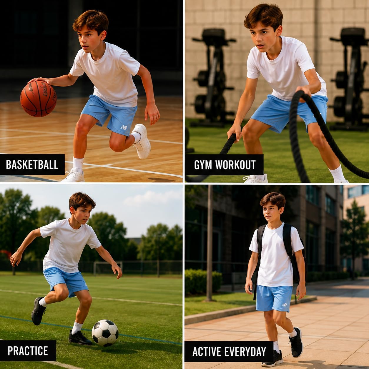 New Balance Boys Athletic Shorts - 2 Pack Moisture-Wicking Performance Mesh Active Boys Basketball Gym Shorts (8-20) - Image 4