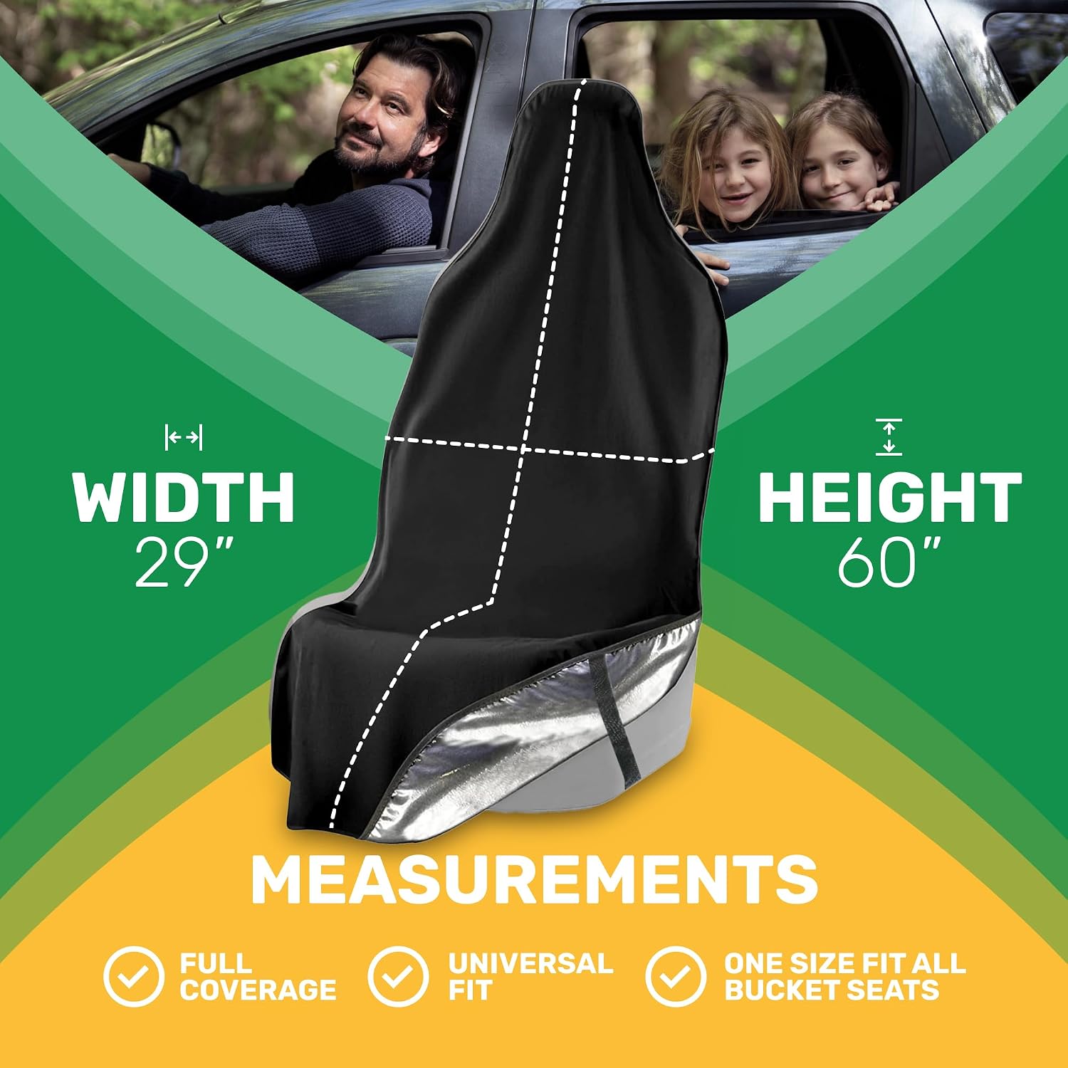 EliteSport Front Seat Cover, Universal Fit Waterproof, Sweatproof, Odor-Resistant, and Machine Washable Car Seat Protector with Non-Slip Underlayer for Pet, Travel, and Outdoor Adventure, Black - Image 7